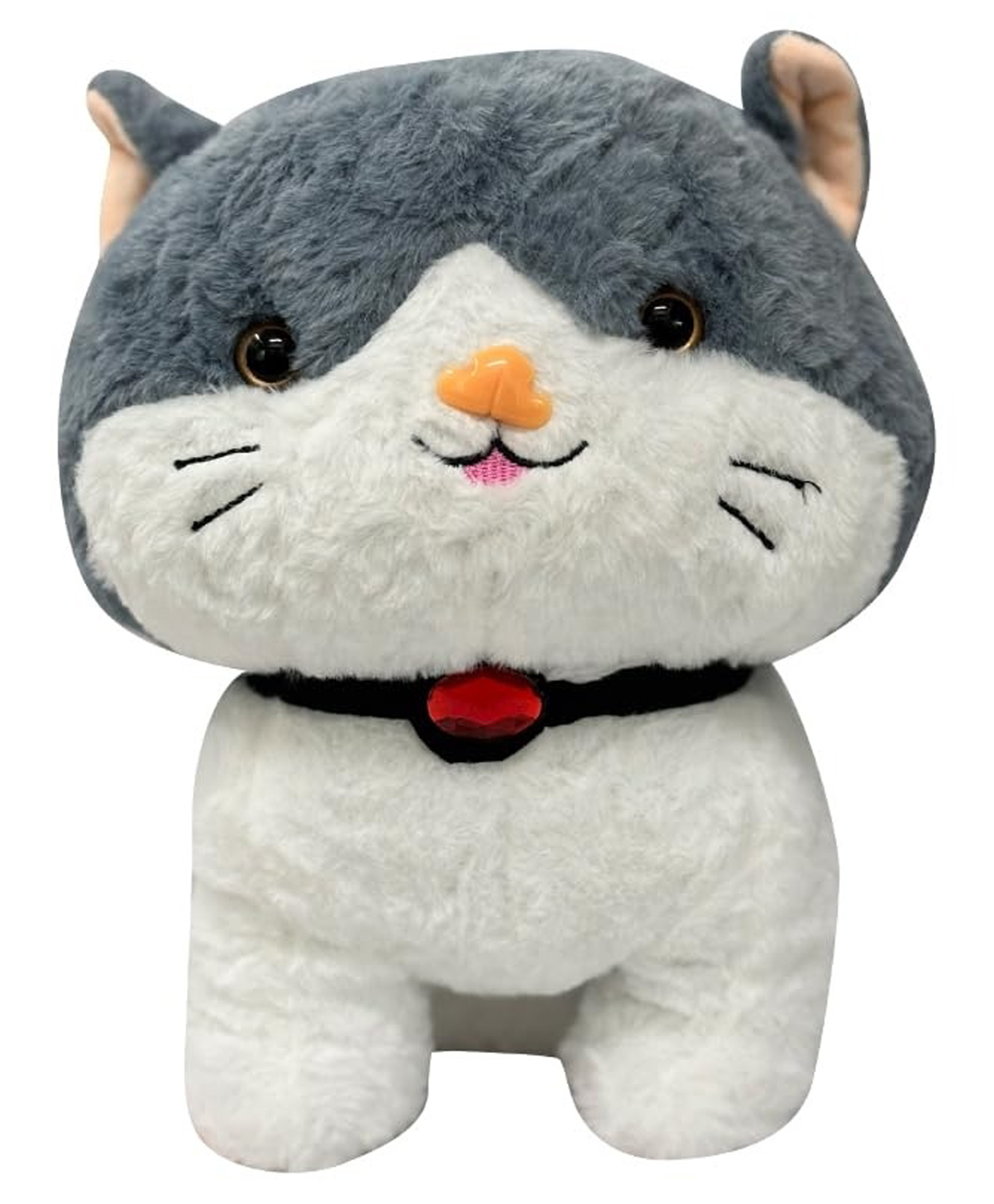 Eitheo Huggable Soft Cat Plush Toy Cuddly Stuffed Animal for Kids White & Grey - Height 25 cm-image-33