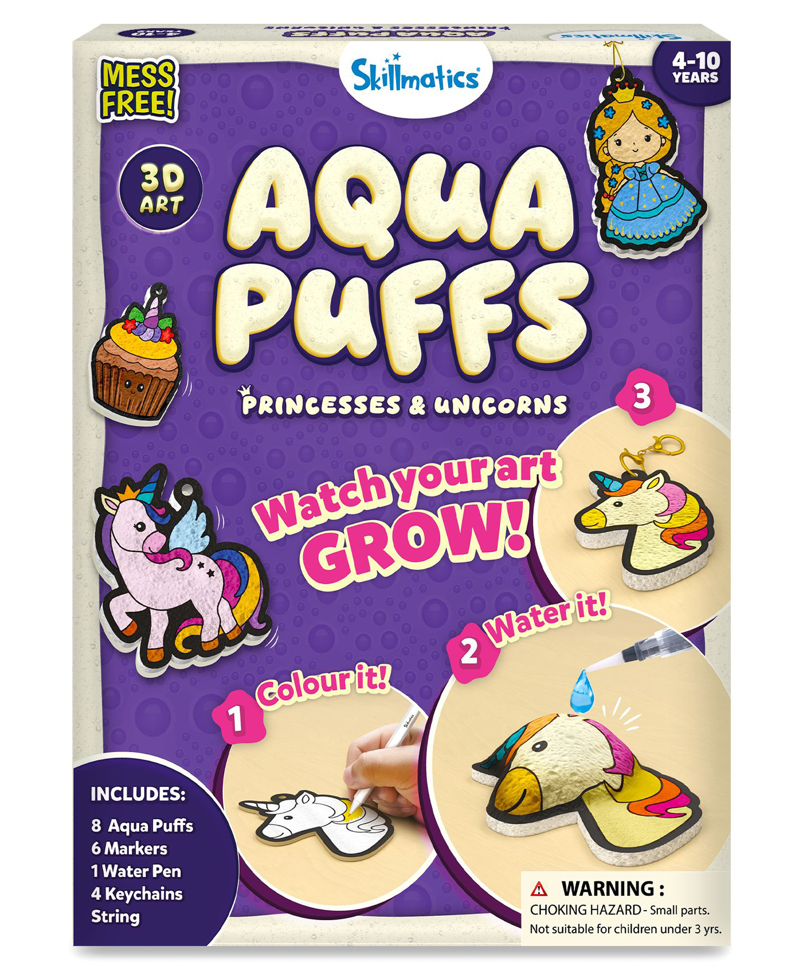 Skillmatics 3D Art Kit - Aqua Puffs Princesses & Unicorns, Mess-Free Painting Craft for Kids, DIY Colour & Inflate Activity, Travel Toys & Creative Gifts for Girls & Boys Ages 4, 5, 6, 7, 8, 9, 10-picture-19