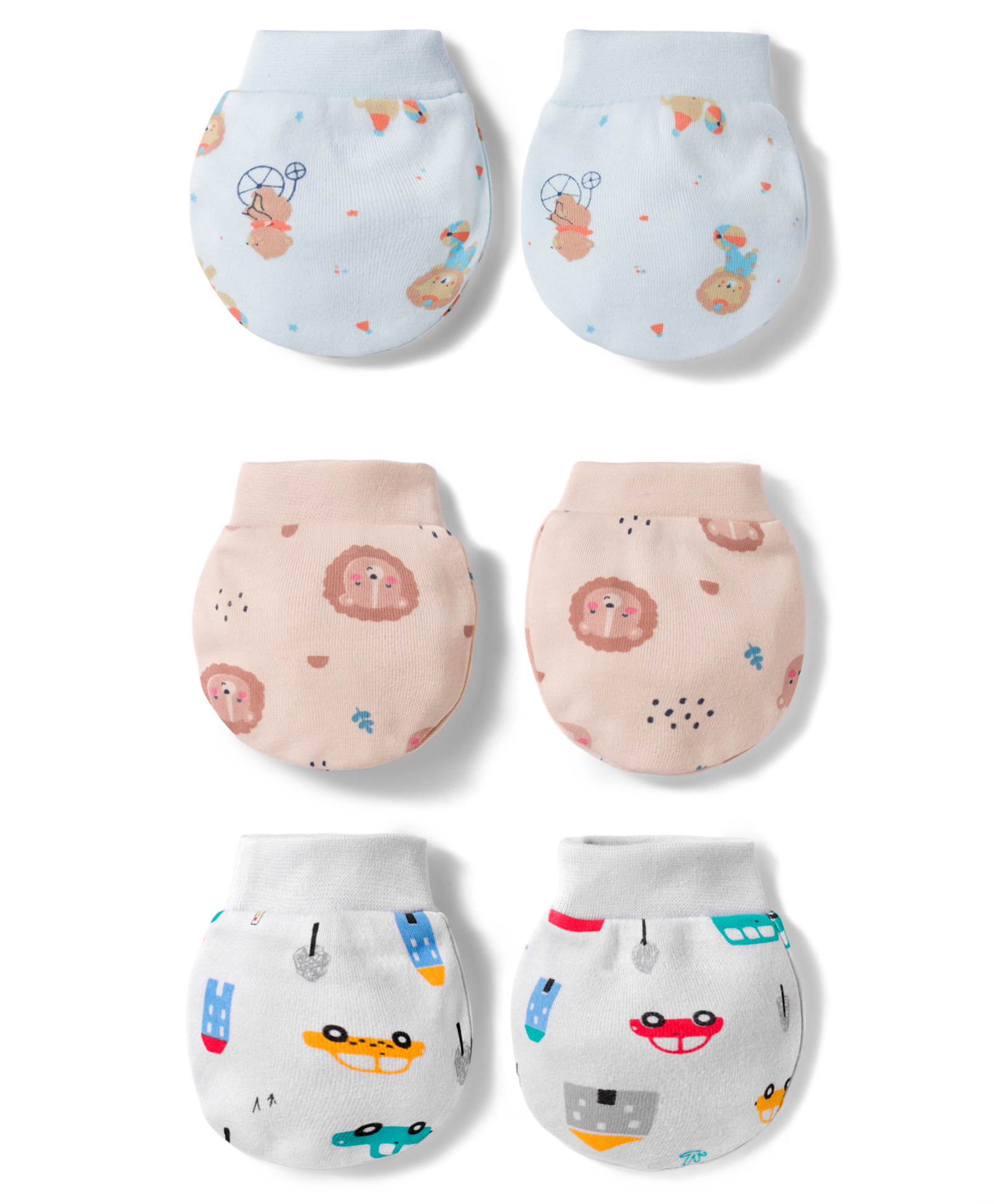 Simply Interlock Knit Mittens With Space Theme Print Pack of 3 - Beige Grey & Aqua-image-42