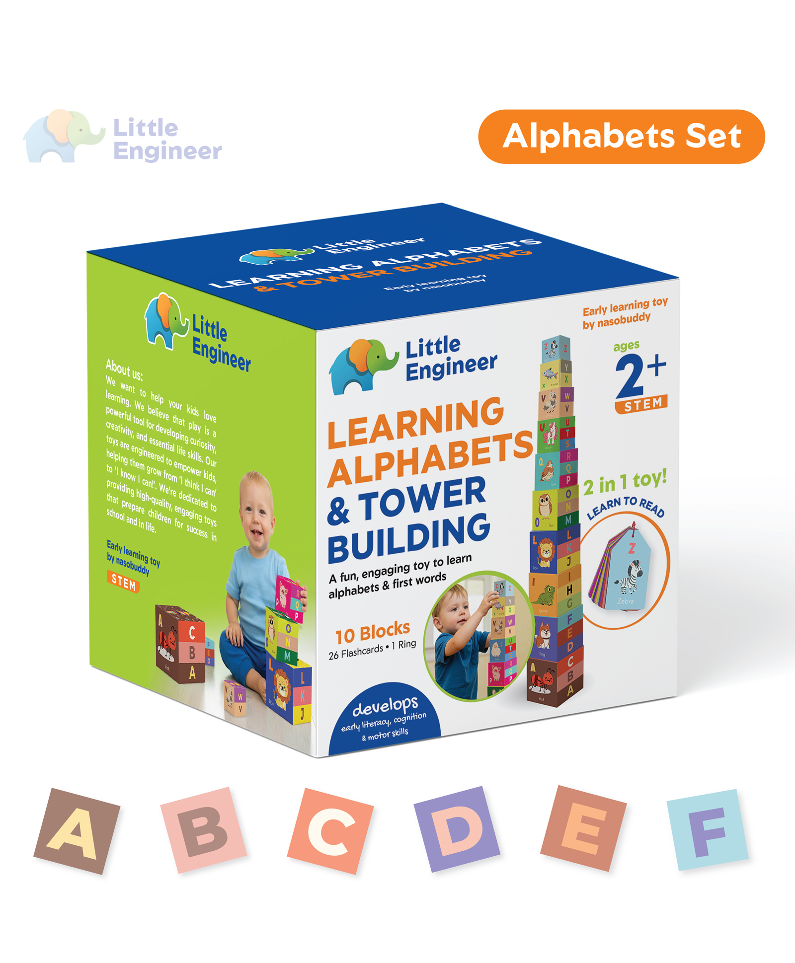 nasobuddy Little Engineer | Learning Alphabets & Tower building | Early learning toy | Reading readiness | First words | Cognitive development | Age 2+-picture-14