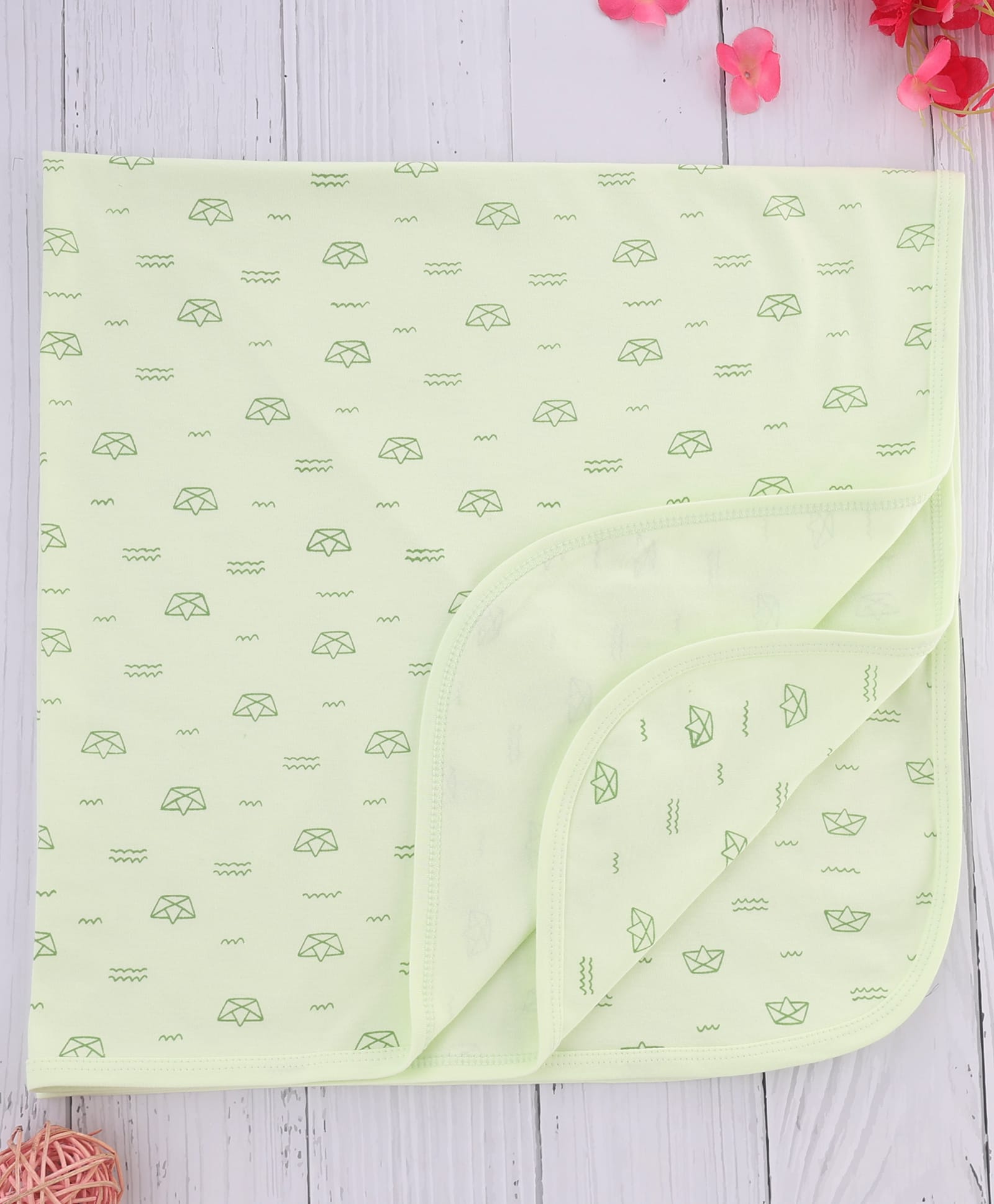 Simply Interlock Knit Towel With Boat Print L 84 x B 84 cm - Mint-image-3