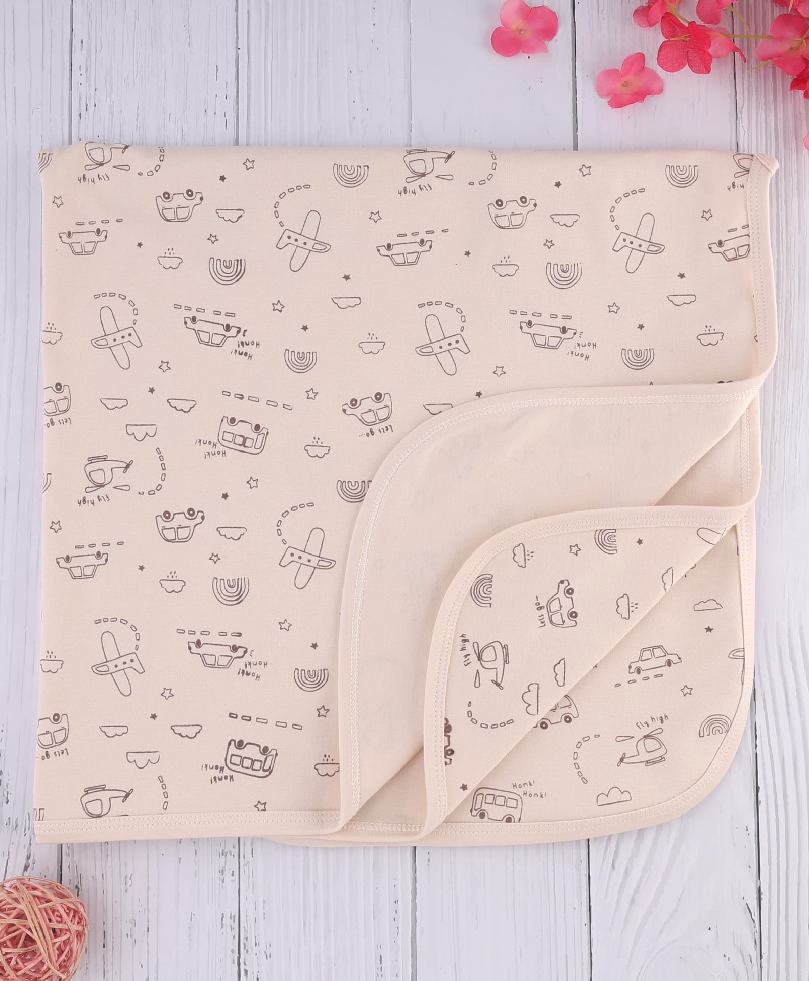 Simply Interlock Knit Towel With Vehicle Print L 84 x B 84 cm - Beige-image-16