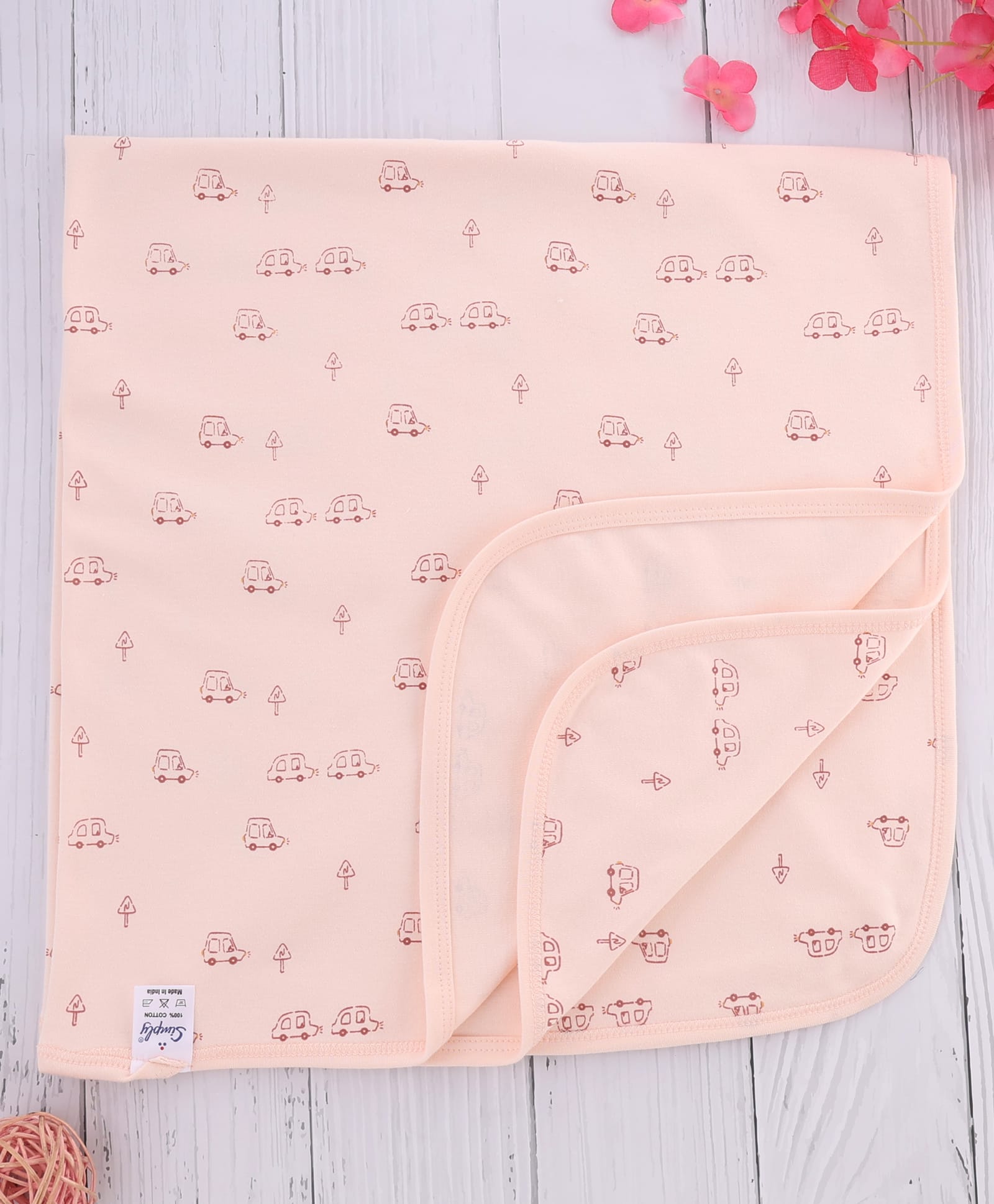 Simply Interlock Knit Towel With Car Print L 84 x B 84 cm - Peach-image-15