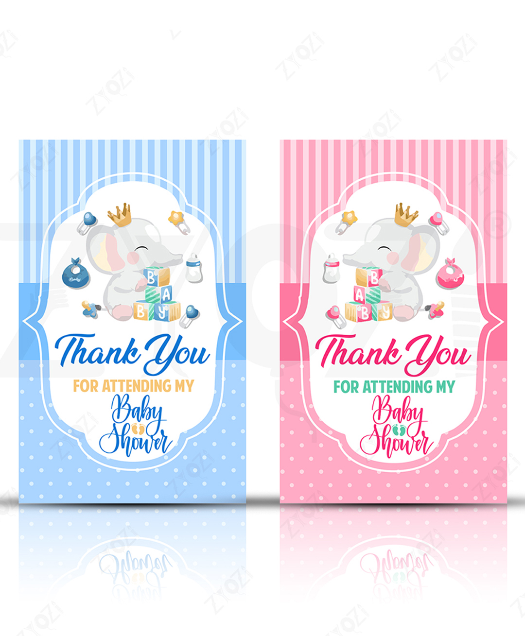 Zyozi Baby Shower Thank You Cards, Thank You for Attending My Baby Shower Cards - Pink & Blue (Pack Of 40)-picture-4