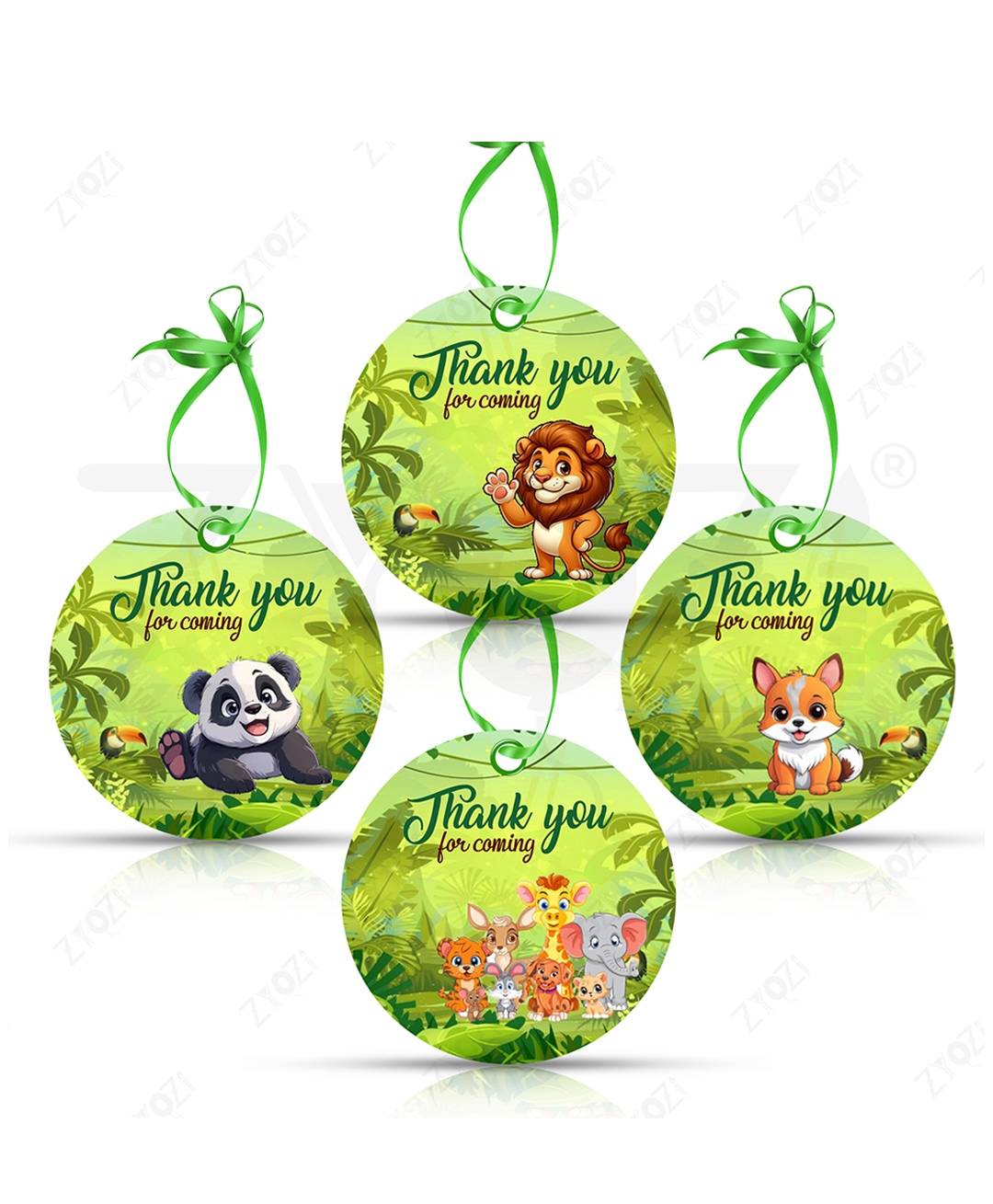 Zyozi Jungle Safari Theme Thank You Tags, Thank You for Coming Card - MultiColor (Pack Of 56)-picture-28