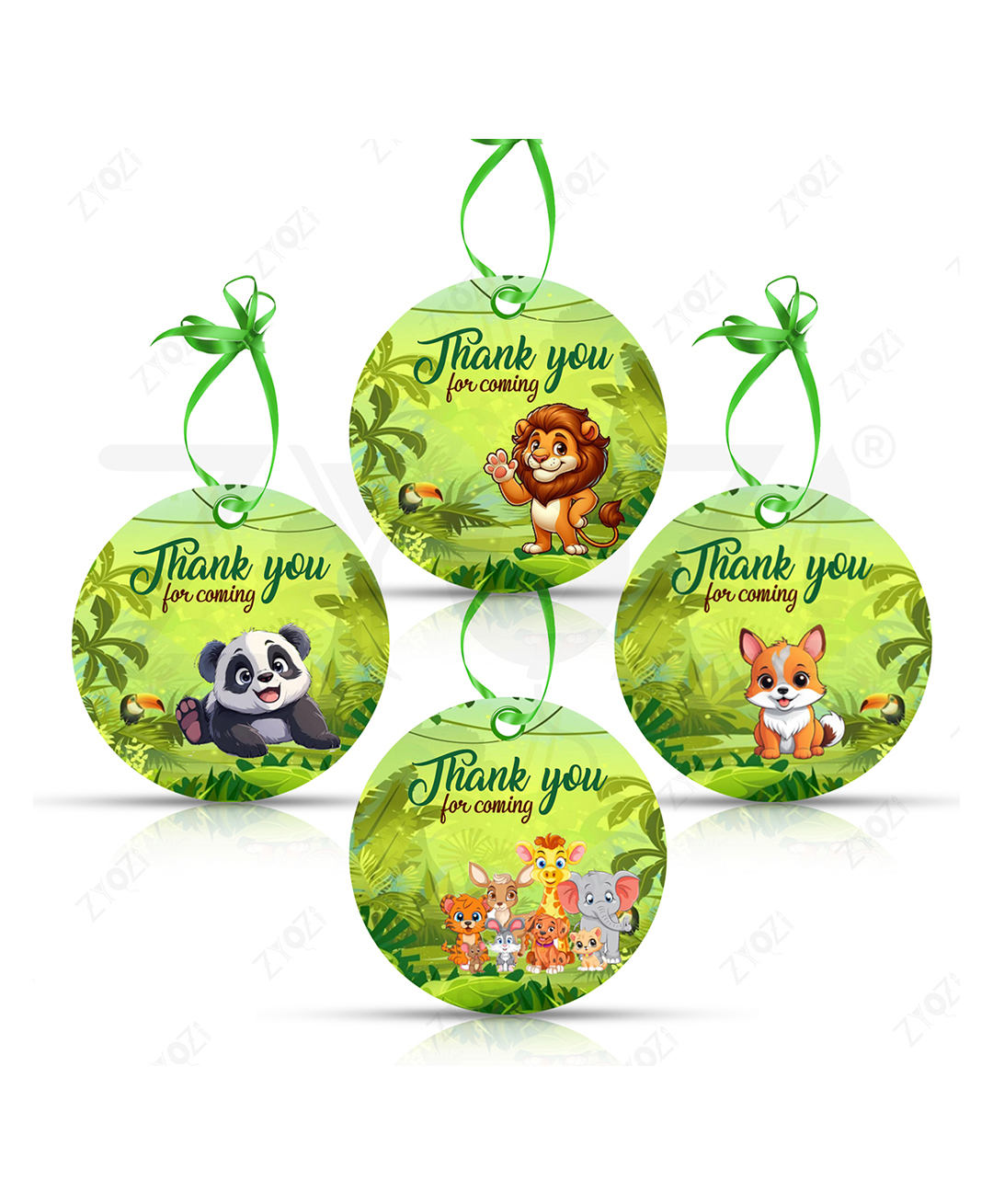 Zyozi Jungle Theme Thank You Tags, Thank You Cards for Return Gifts, Birthday Thank You Cards - MultiColour (Pack of 28)-picture-23