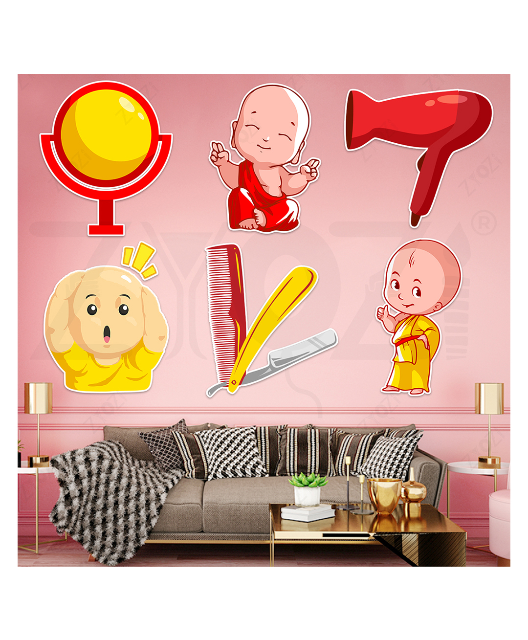 Zyozi Mundan Ceremony Theme Cardstock Cutout | Baby's Hair Cut Decoration Items (Pack of 7)-picture-41