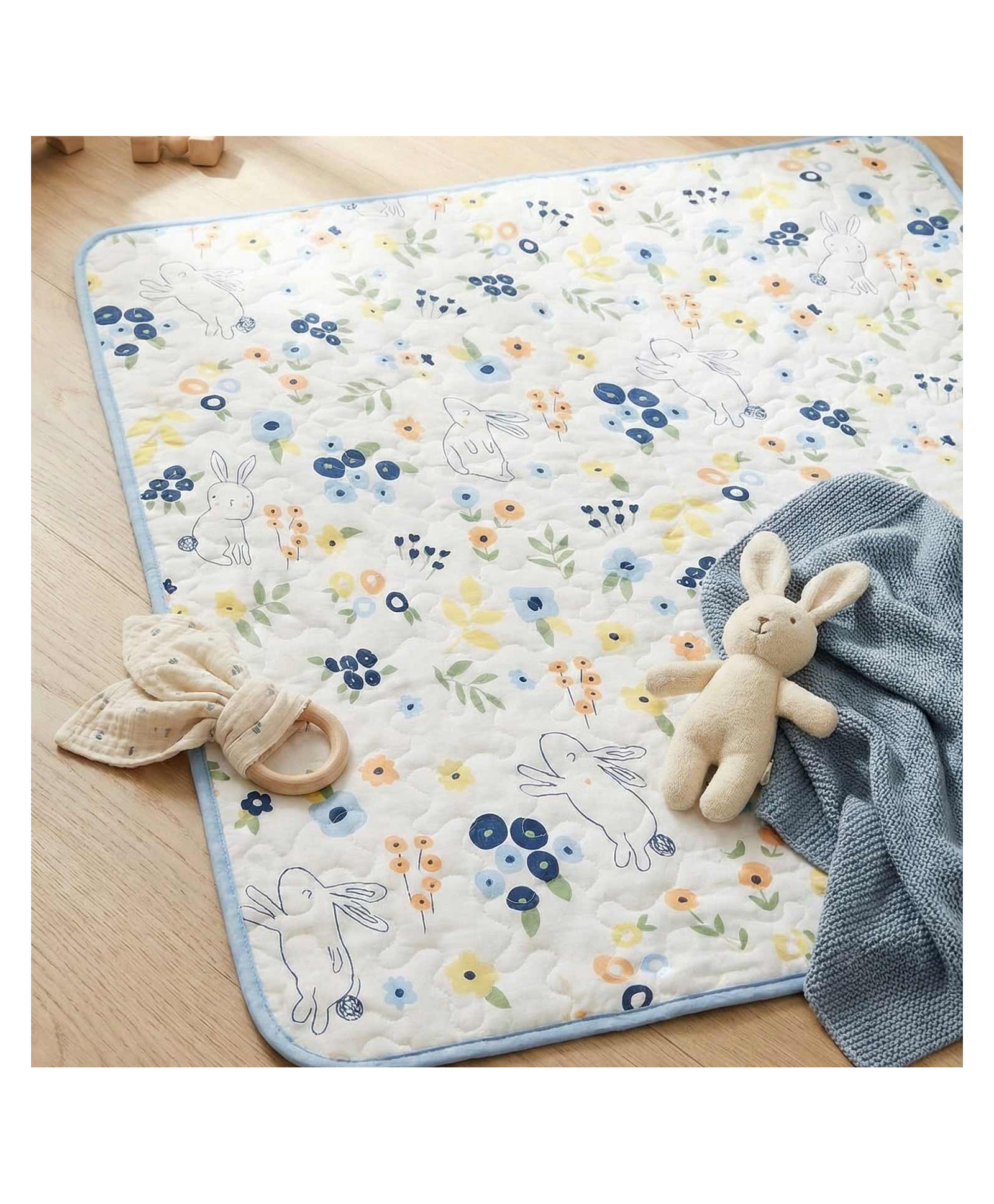 Moms Home Organic Muslin Baby Play Mat | Soft Cotton Baby Floor Mat for Newborns & Toddlers | Washable & Skin-Friendly Playmat | Flower | 100x100 CM-image-4