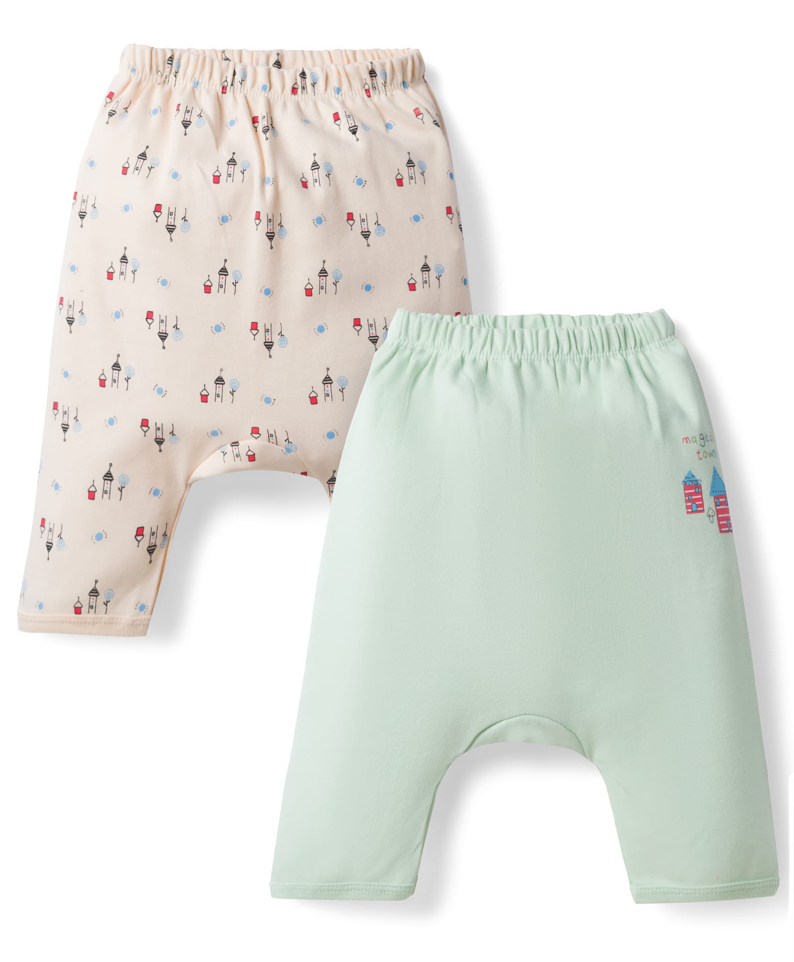 Tango Interlock Knit Full Length Printed Diaper Leggings Pack Of 2 - Light Green & Beige-picture-20