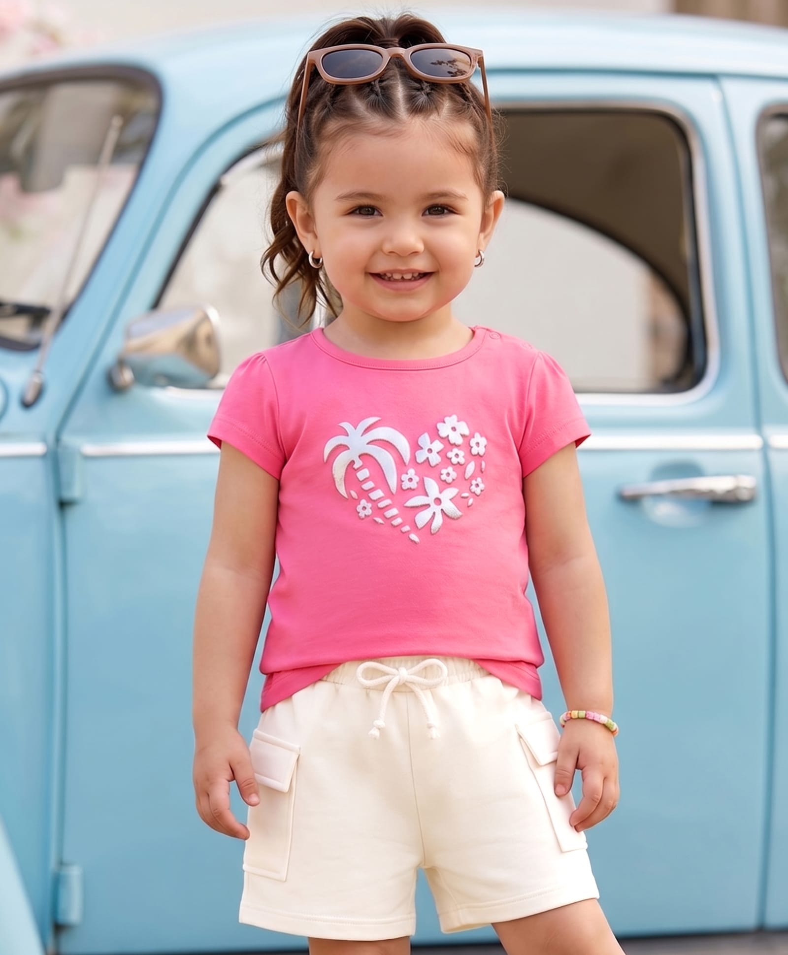 Babyoye Single Jersey Knit Half Sleeves T-Shirt & Pant Set With Floral Print - Multicolor-image-12