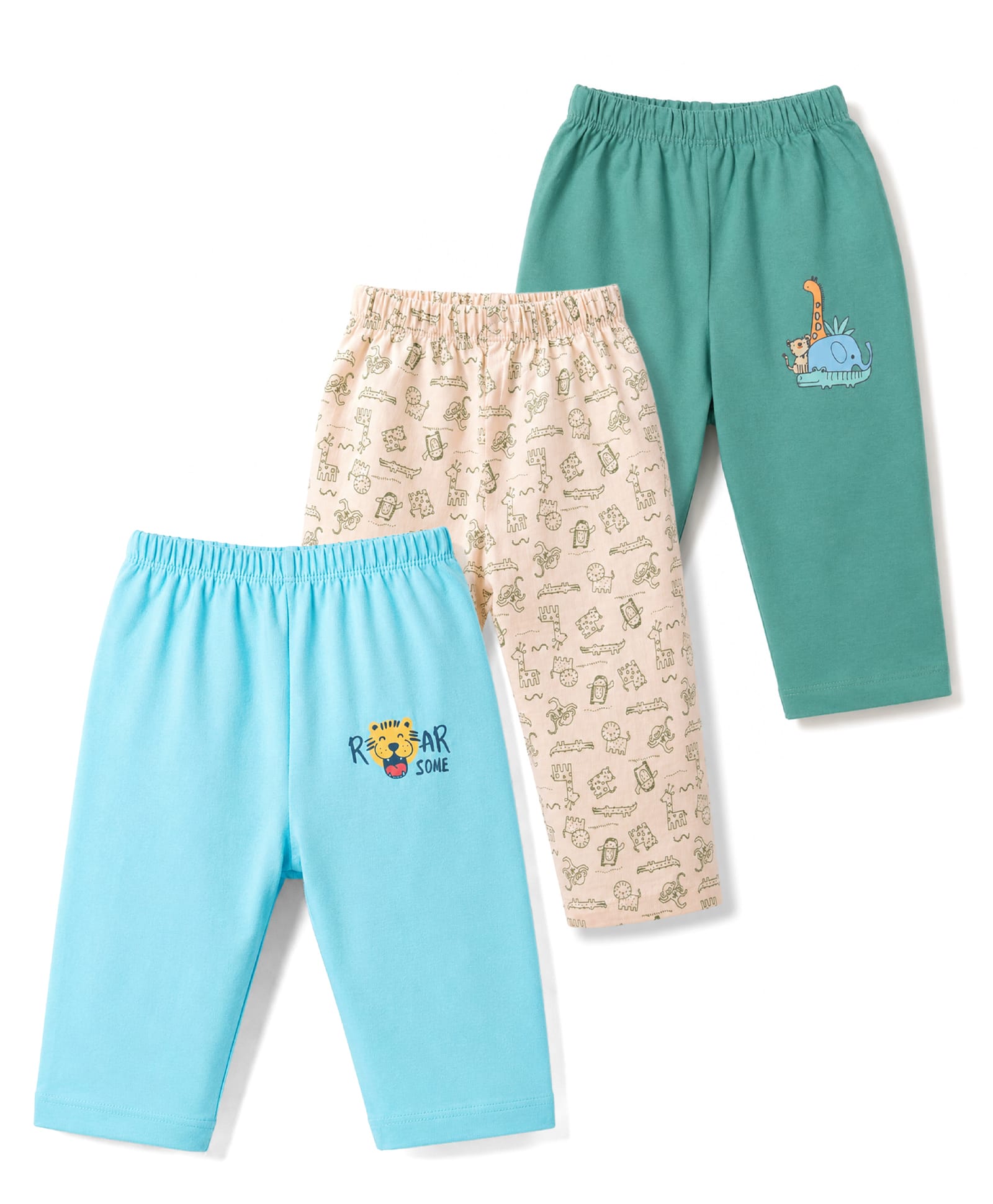 Tango Single Jersey Knit Full Length Animal Printed Lounge Pants Pack of 3 - Multicolor-image-42