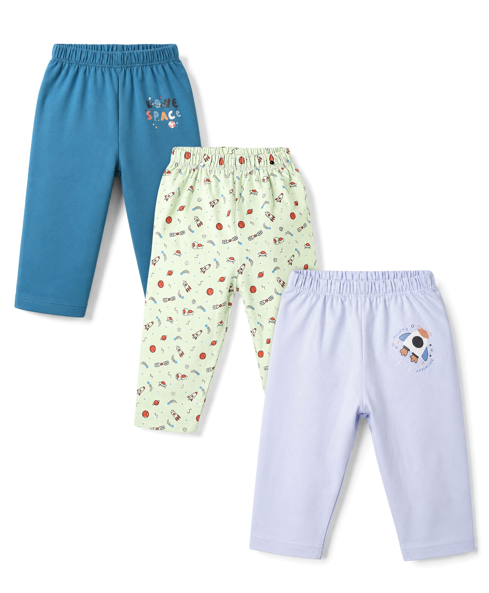 Tango Single Jersey Knit Full Length Lounge Pants With Space Theme Pack of 3 - Multicolor-picture-16