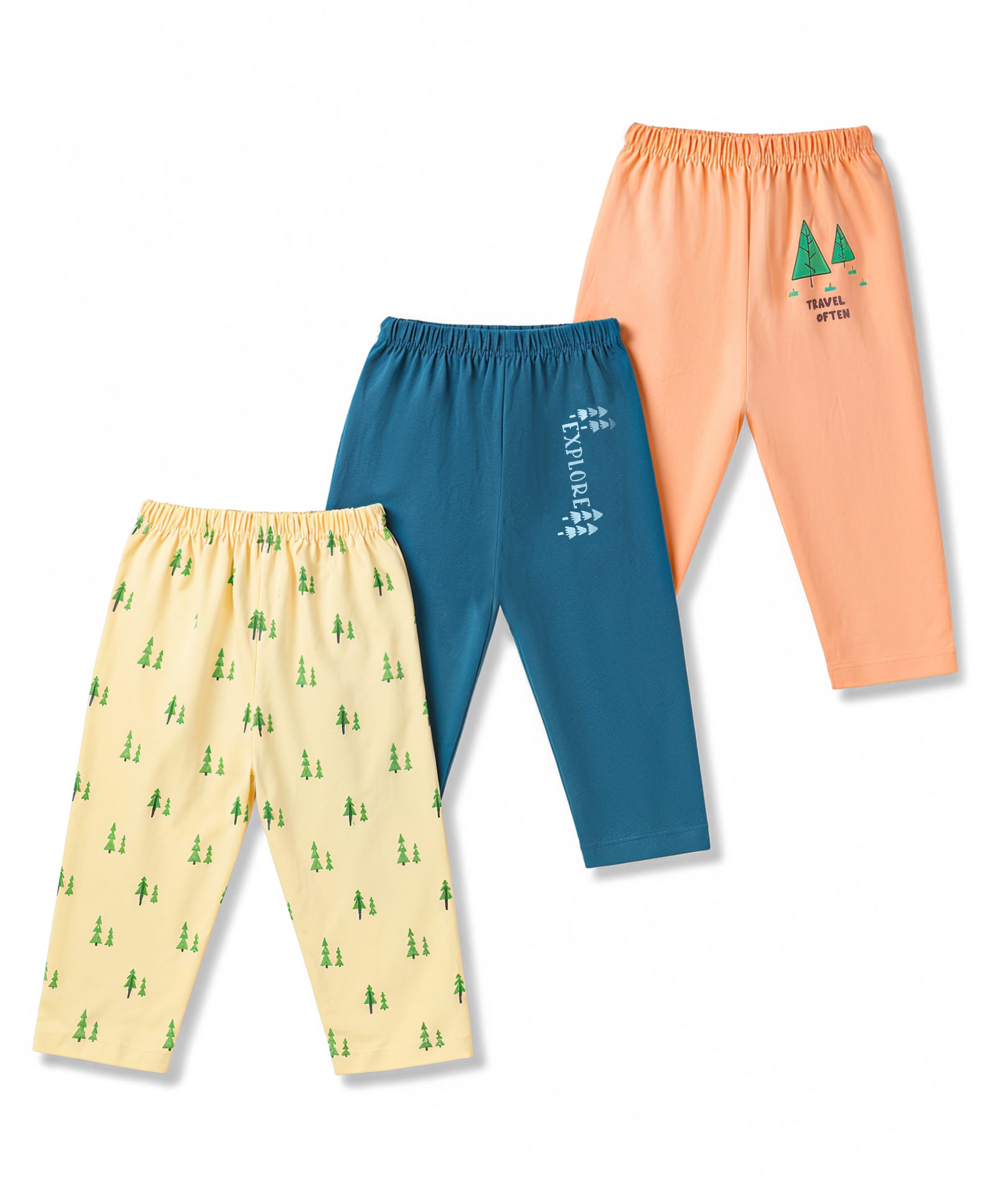 Tango Single Jersey Knit Full Length Tree Printed Lounge Pants Pack of 3 - Multicolor-picture-38