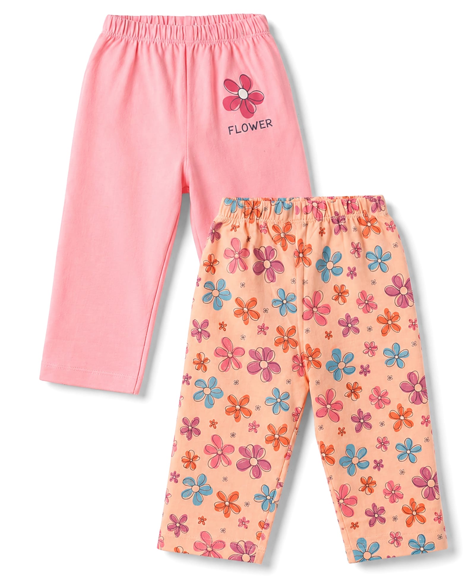 Tango Single Jersey Knit Full Length Lounge Pant With Floral Print Pack of 2 - Pink & Light Orange-image-21
