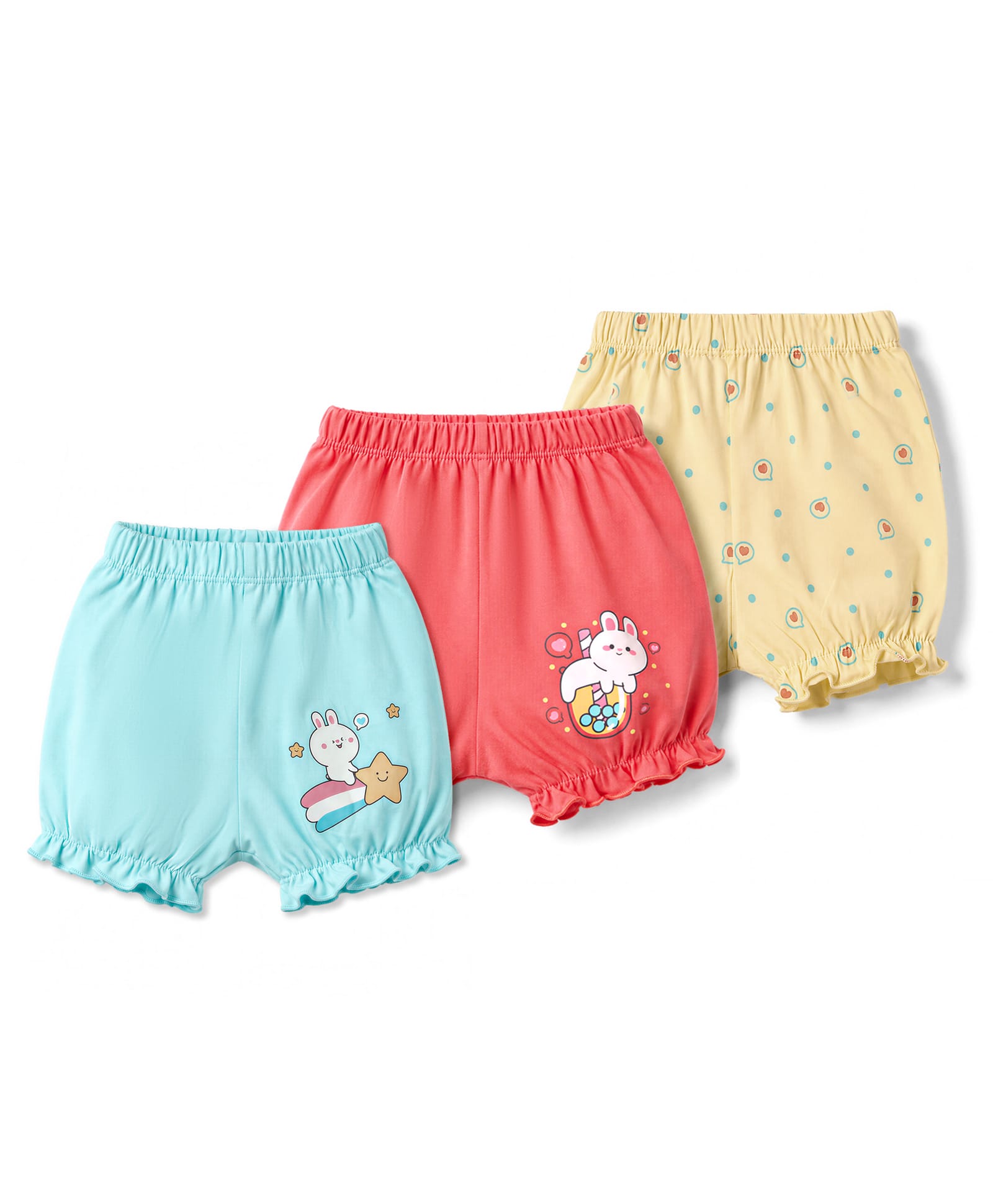Tango Single Jersey Knit Bloomers With Bunny Print Pack of 3 - Pink Blue & Yellow-image-12