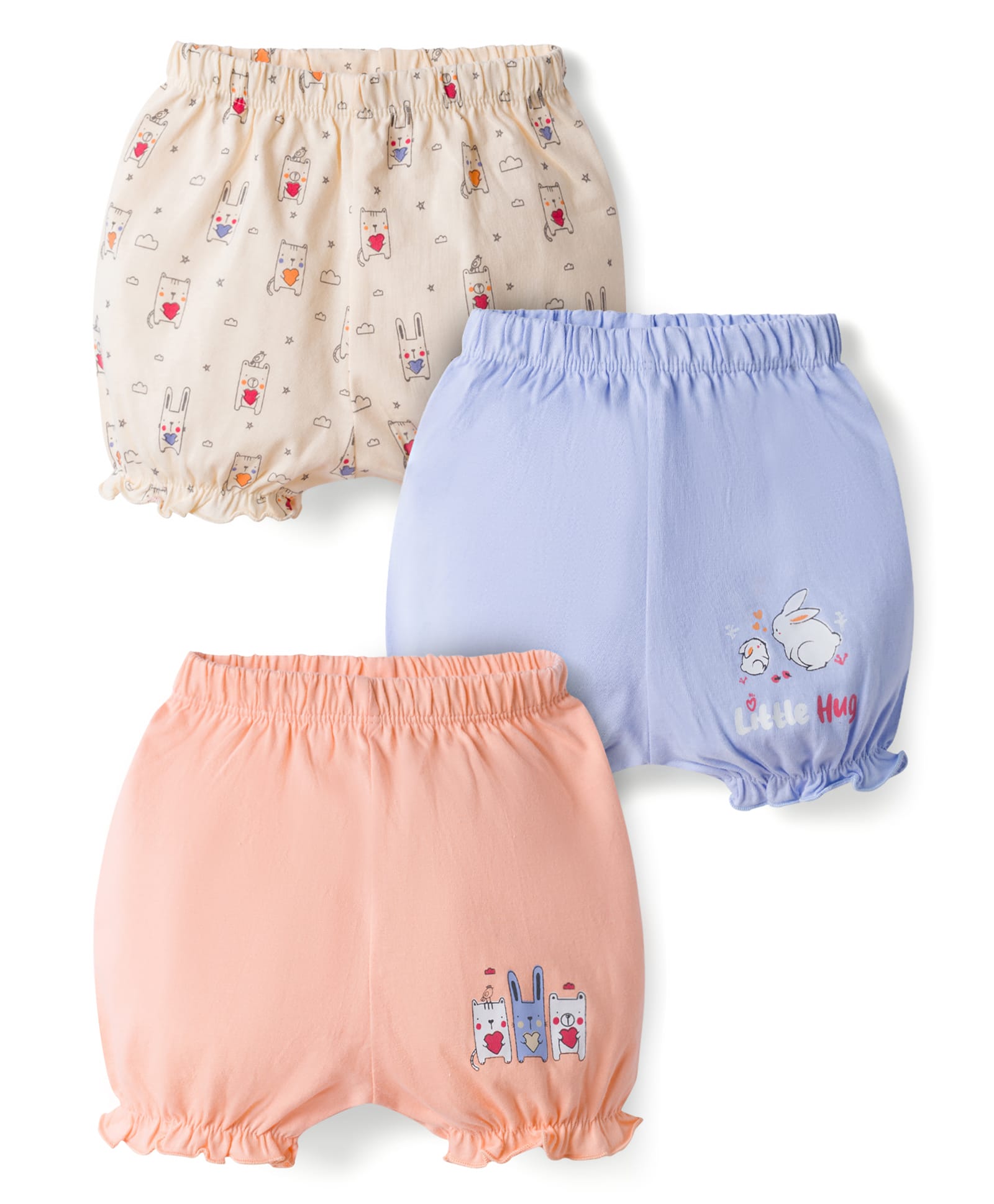 Tango Single Jersey Knit Bloomers With Animal Print Pack of 3 - Beige Sky Blue & Light Orange-image-18