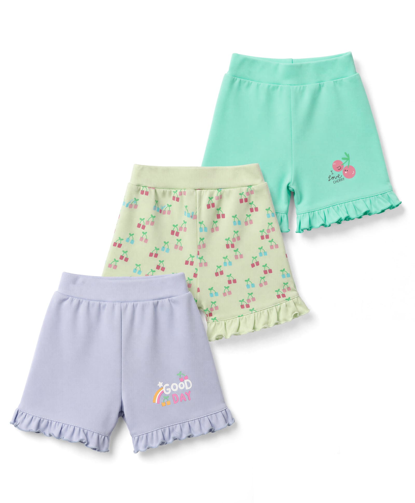 Tango Interlock Knit Knee Length Cherry Printed Shorts - Light Blue Sea & Light Green-picture-25