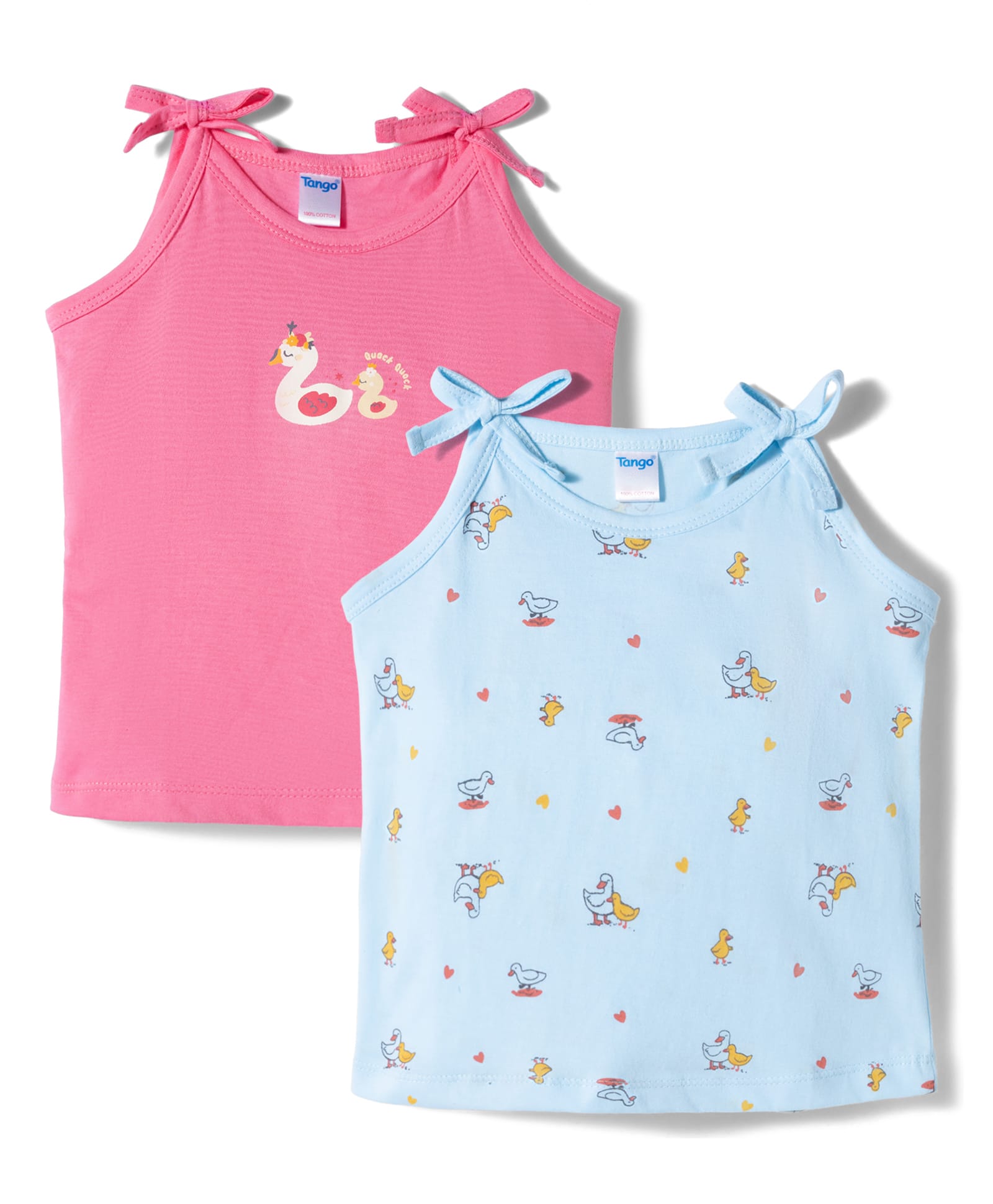 Tango Single Jersey Knit Sleeveless Slips with Duck Print Pack of 2 - Pink & Aqua-picture-8