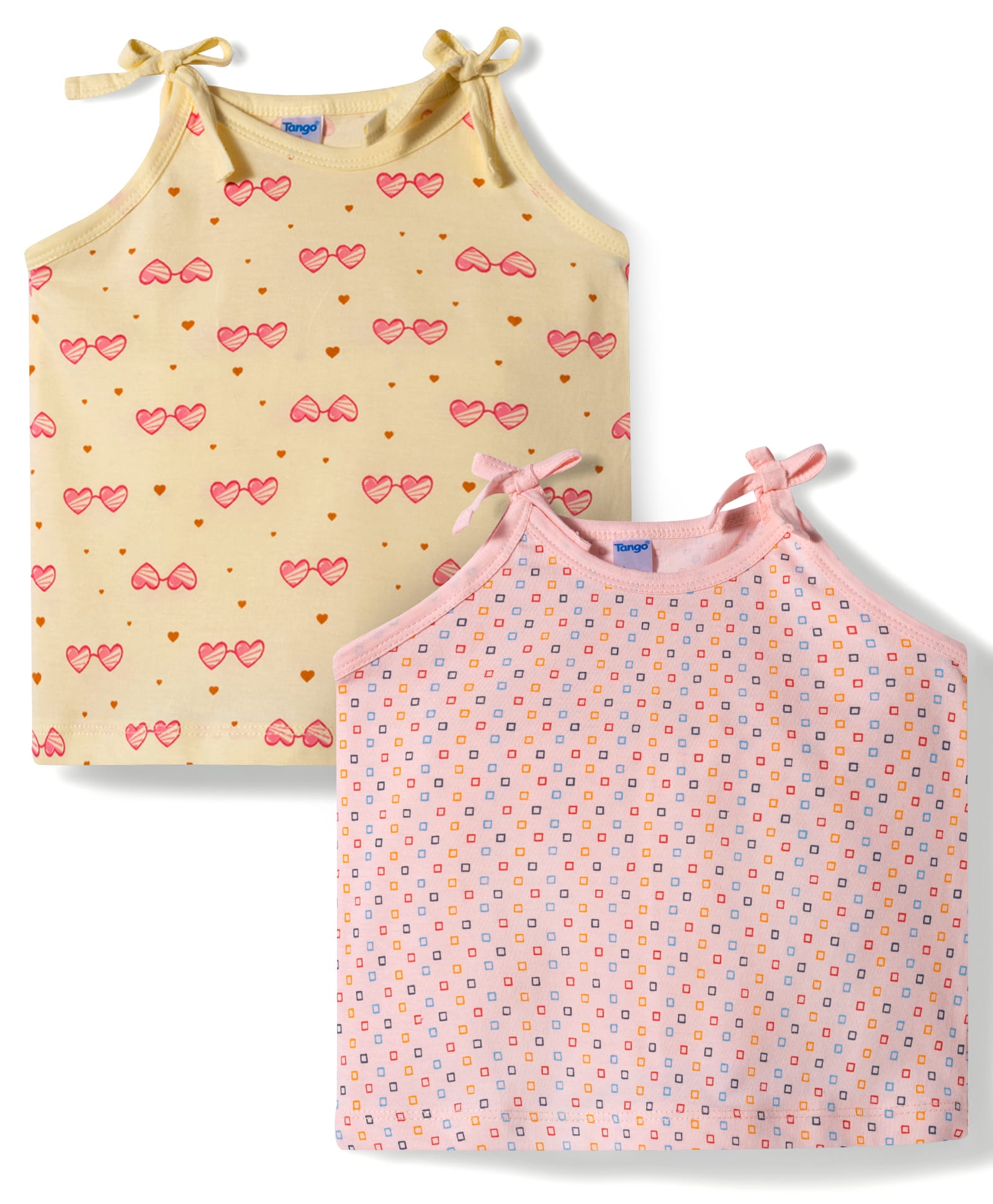 Tango Single Jersey Knit Sleeveless Slips with Heart Print Pack of 2 - Light Pink & Light Yellow-picture-43