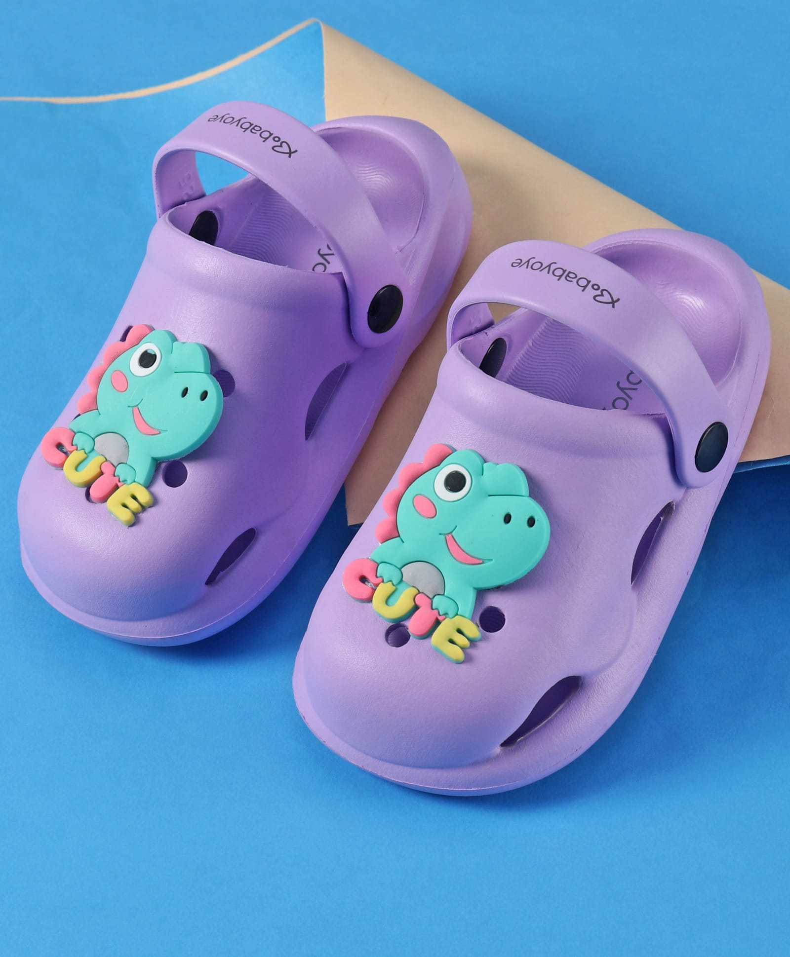Babyoye Back Strap Clogs With Dino Applique - Lavender-picture-28