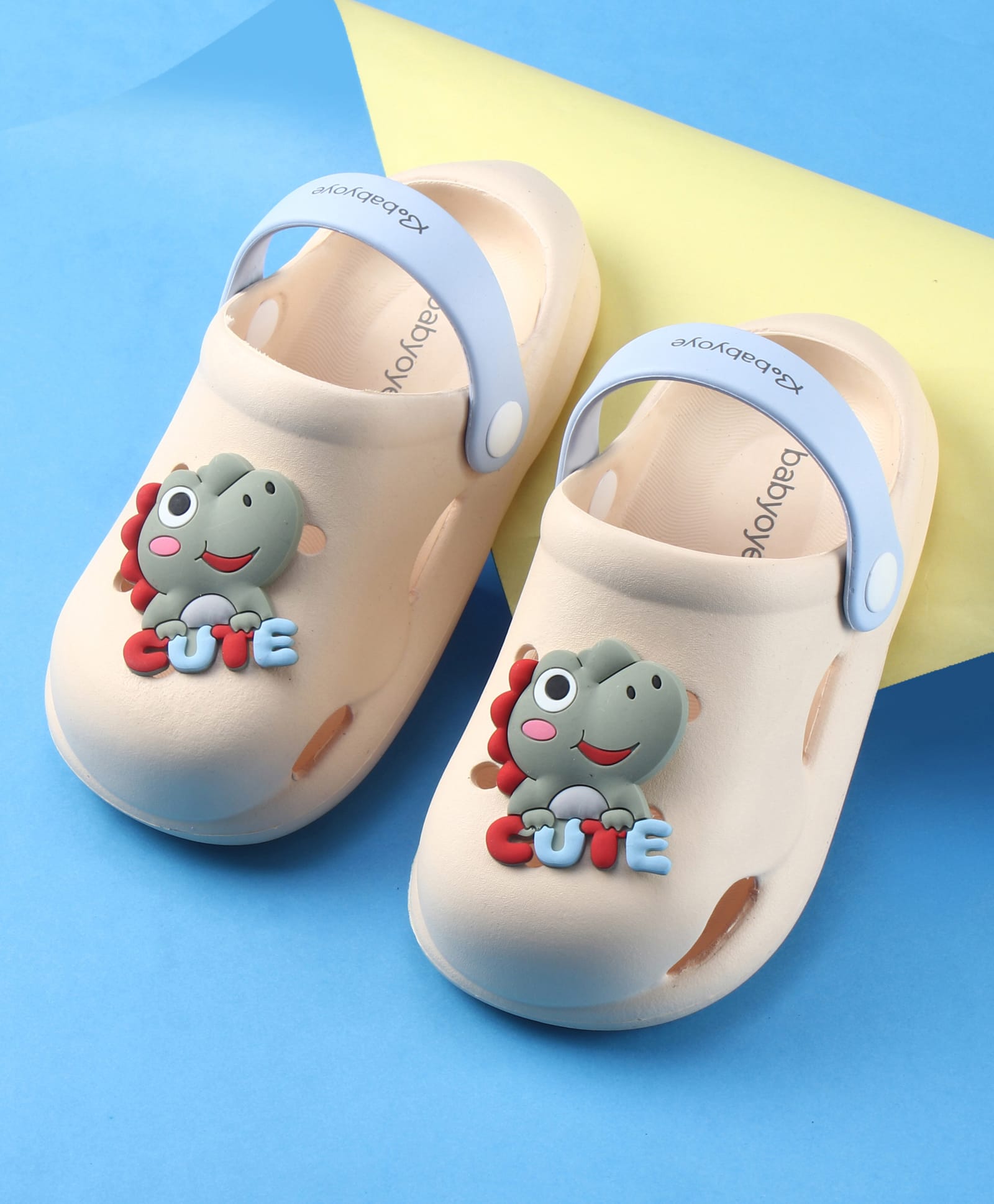 Babyoye Back Strap Closure Clog With Dino Applique - Beige-picture-24