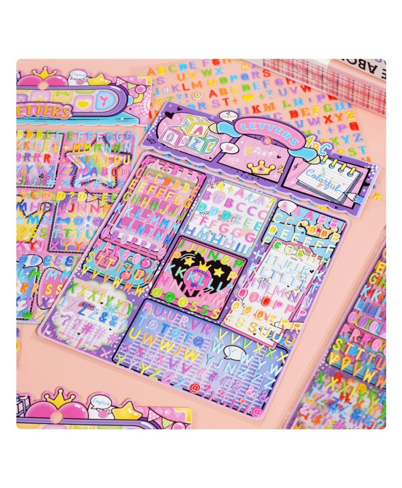 FunBlast Alphabet Letter 3D Self-Adhesive Puffy Stickers for Kids Pack of 2 Sheets/550+ Stickers (Multicolor)-image-13