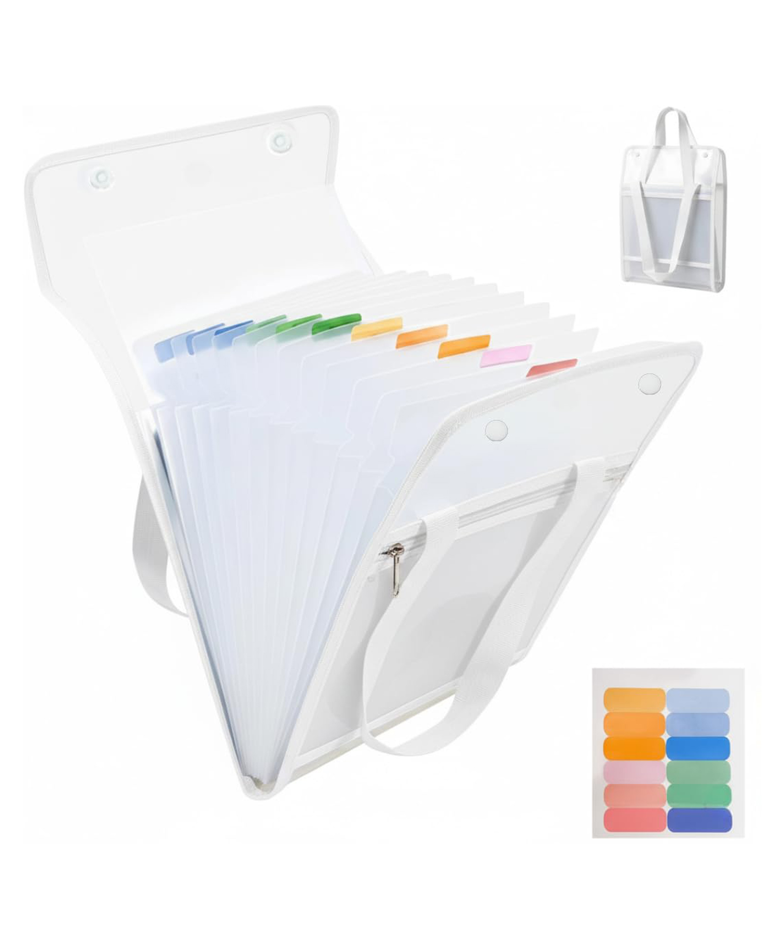 FunBlast Transparent 12 Pocket File Folder with Zipper Handle Strap Pack of 1 (Random Color)-image-16