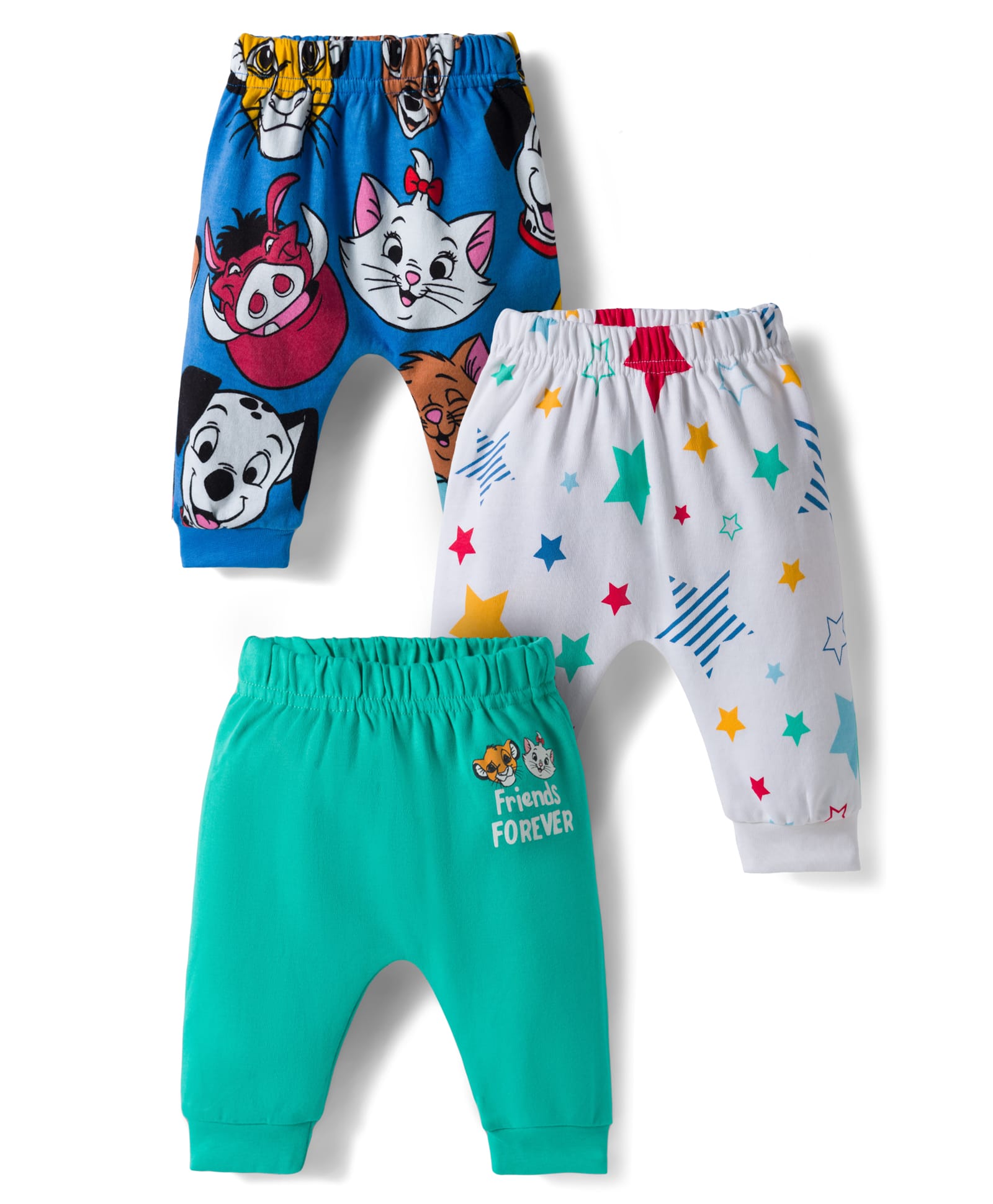 Babyhug Disney 100% Cotton Knit Diaper Legging With 101 Dalmatian Graphic Pack of 3 - Multicolour-image-30