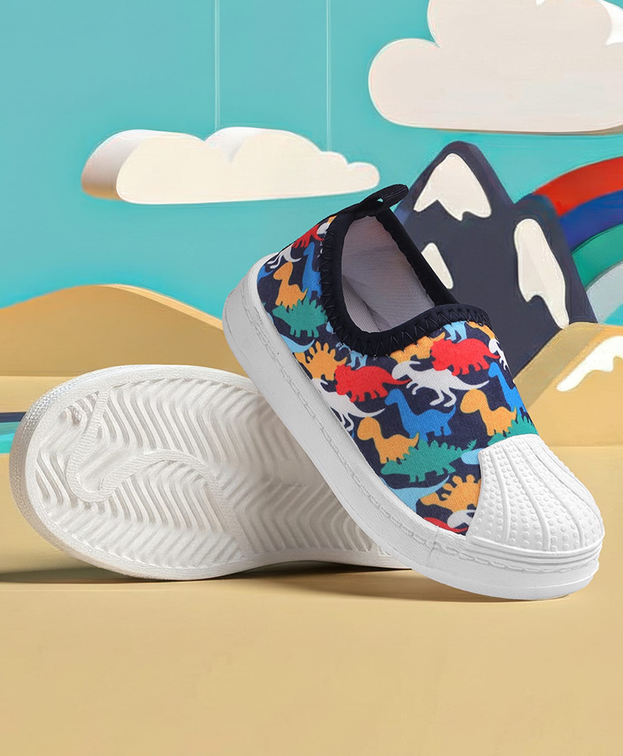 SHOES FOR JUNIORS Dinosaurs Printed Slip On Shoes - Navy Blue-image-28