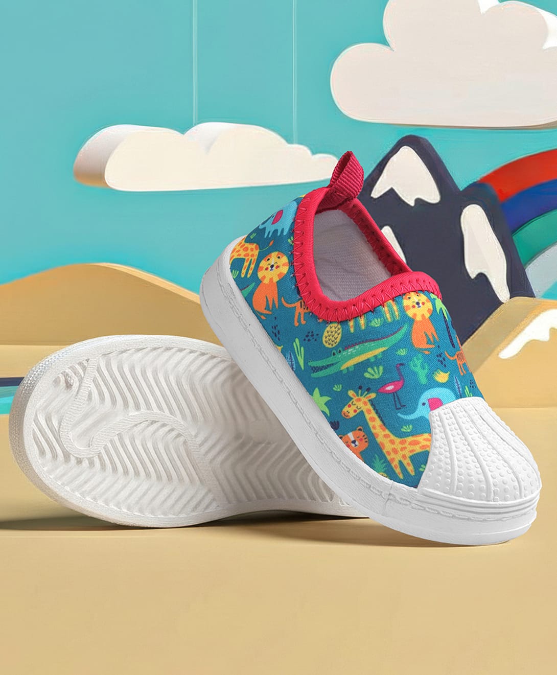 SHOES FOR JUNIORS Animals Printed Slip On Shoes - Green-image-26
