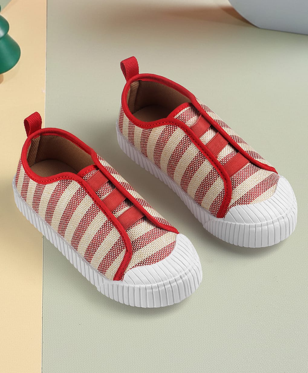 SHOES FOR JUNIORS Striped Slip On Shoes - Red-image-11