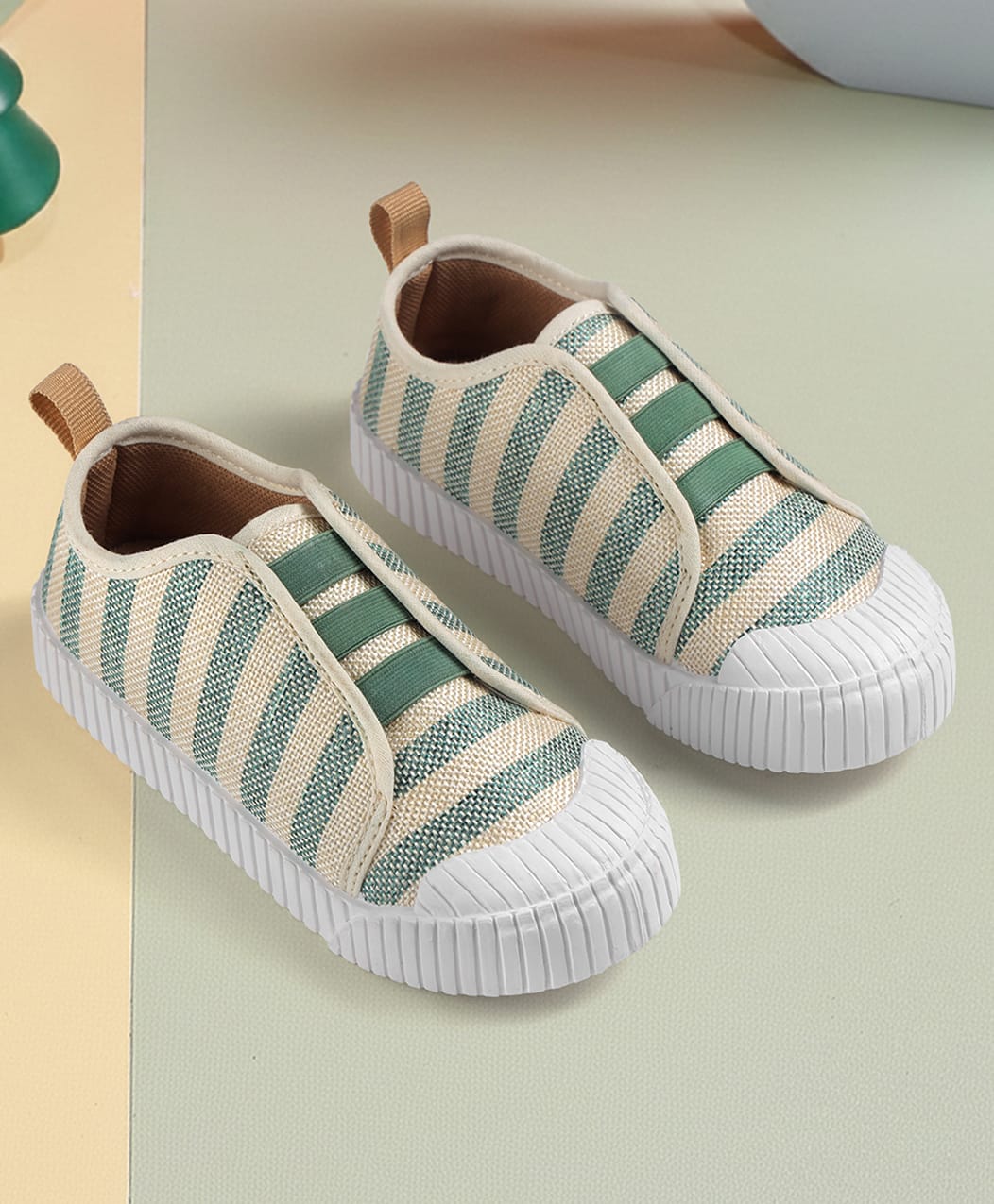 SHOES FOR JUNIORS Striped Slip On Shoes - Green-image-25