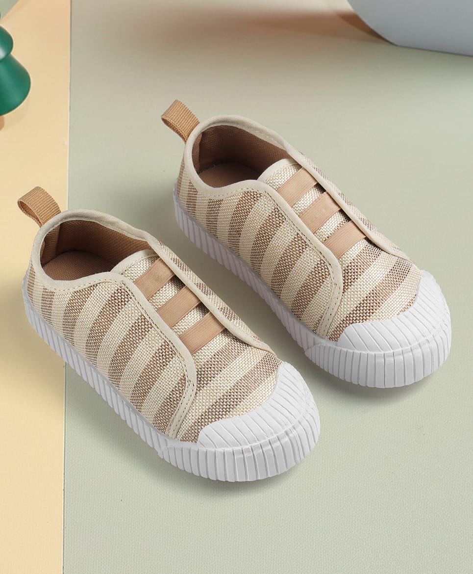 SHOES FOR JUNIORS Striped Slip On Shoes - Beige-picture-21