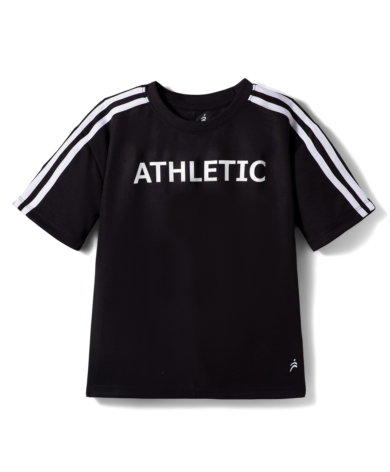 Pine Active Knit Half Drop Shoulder Sleeves T-Shirt with Text Print - Black-picture-10