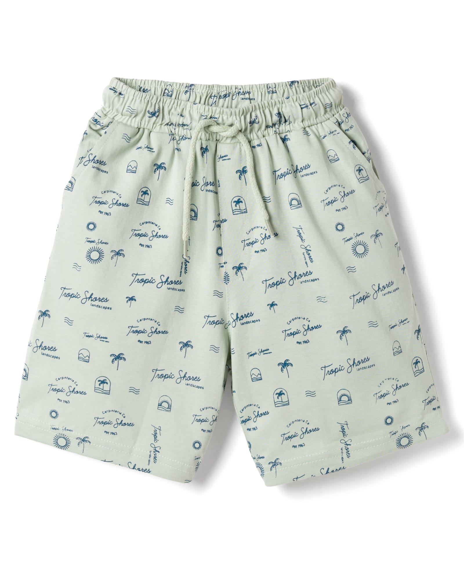 Taeko Single Jersey Knit Knee Length Shorts with Beach Theme Print - Sea Green-picture-26