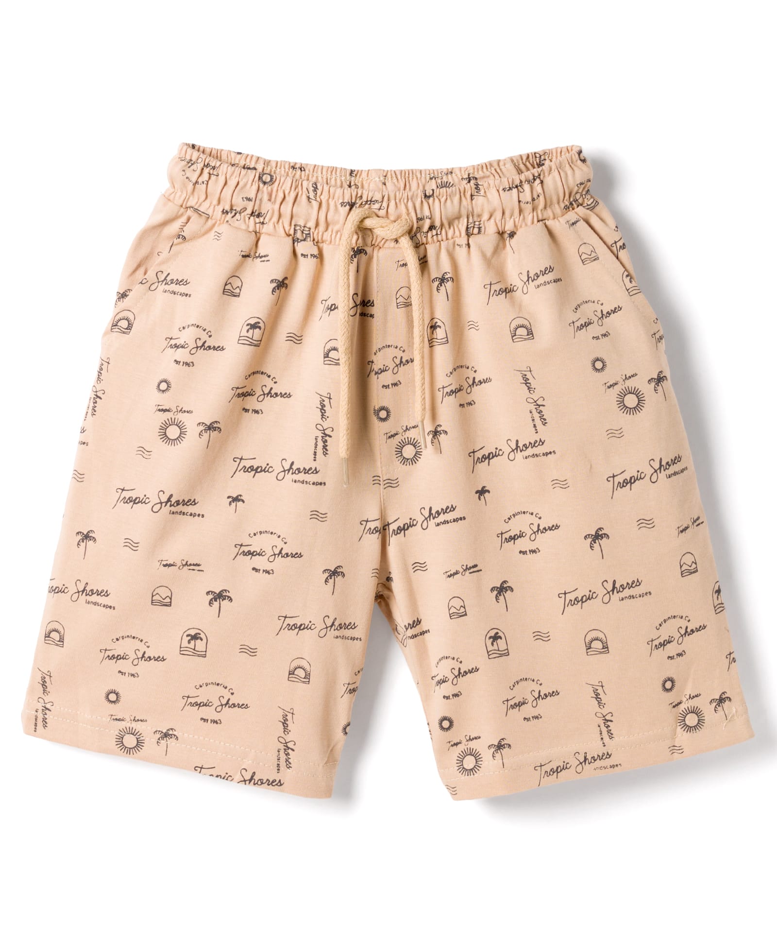 Taeko Single Jersey Knit Knee Length Shorts with Beach Theme Print - Orange-picture-47