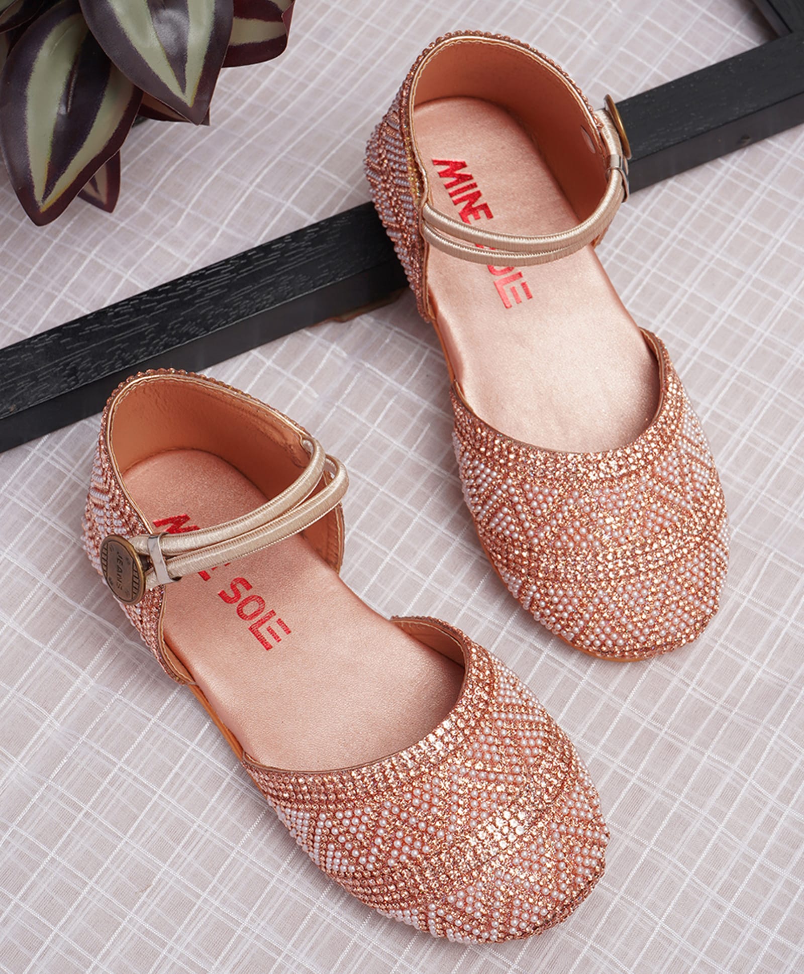 Mine Sole Stone & Pearl Embellished Sandals - Rose Gold-picture-26