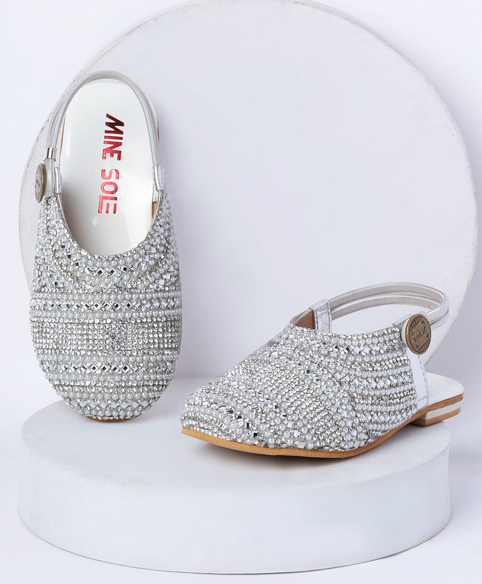 Mine Sole Stone & Pearl Embellished Sandals - Silver-image-37