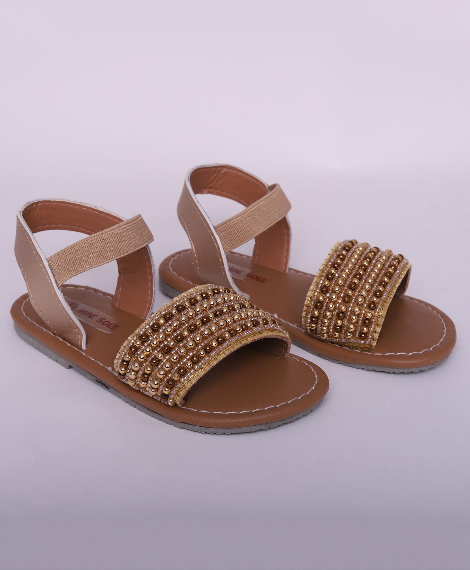 Mine Sole Pearl Embellished Slip On Sandals - Tan-image-21
