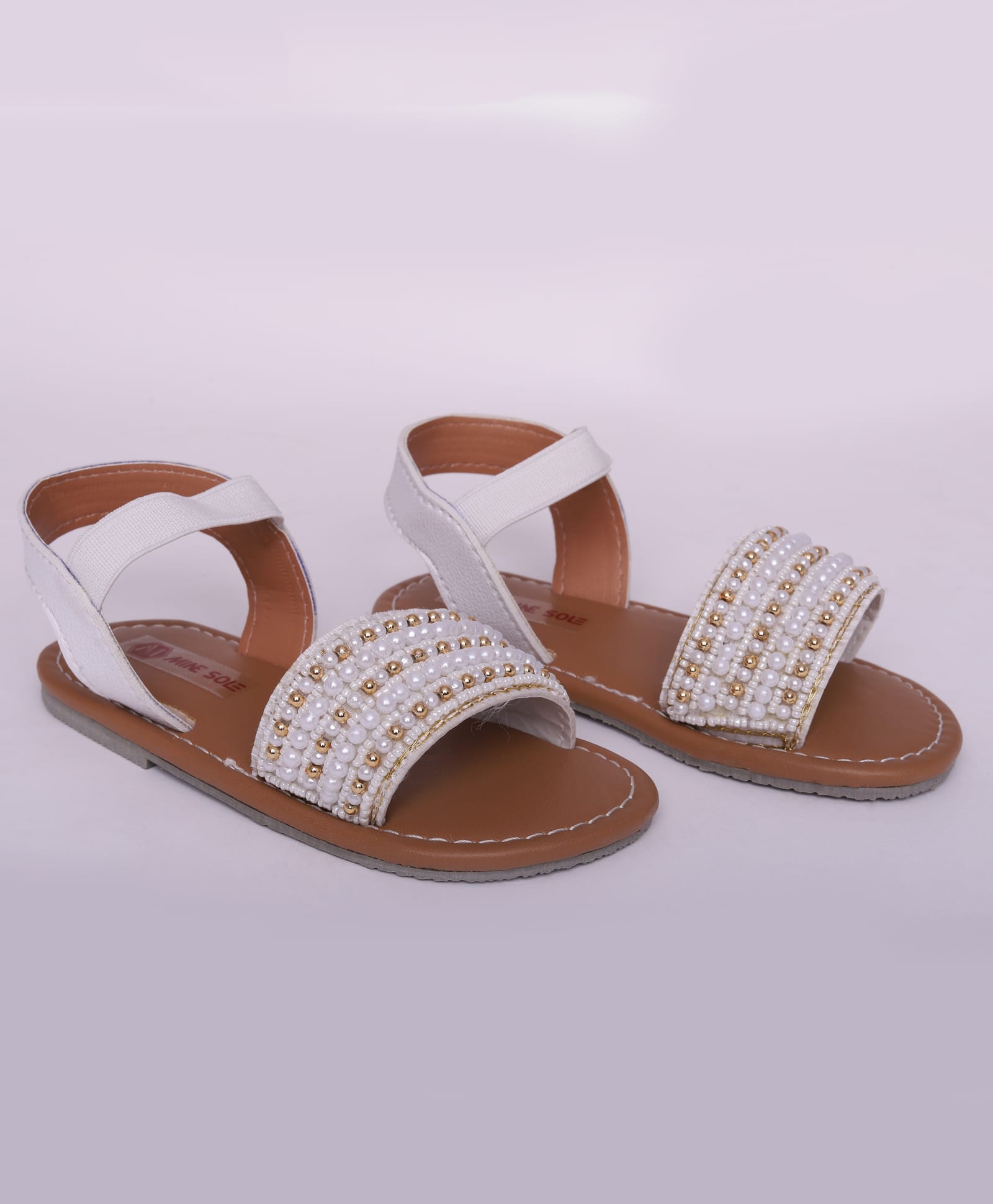 Mine Sole Pearl Embellished Slip On Sandals - White-picture-11