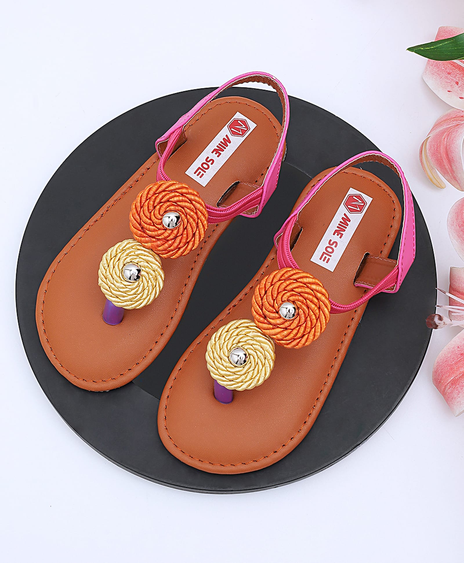 Mine Sole Floral Applique Detailed Back Strap Sandals - Multi Colour-picture-10
