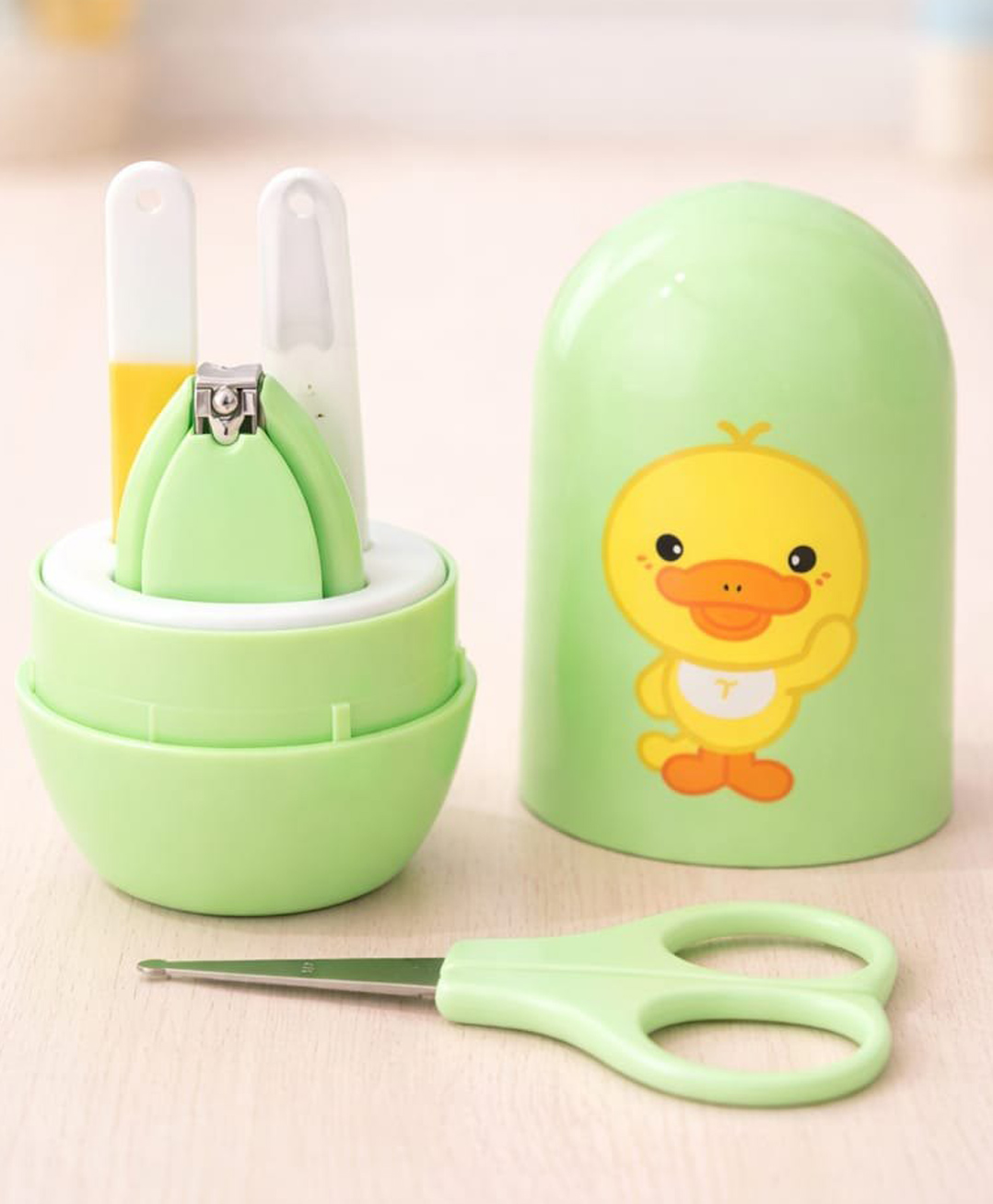 Kritiu Baby Nail Care Kit with Nail Clipper, Safety Scissors Tweezer & File Baby Manicure Set with Storage Case (Green)-picture-26