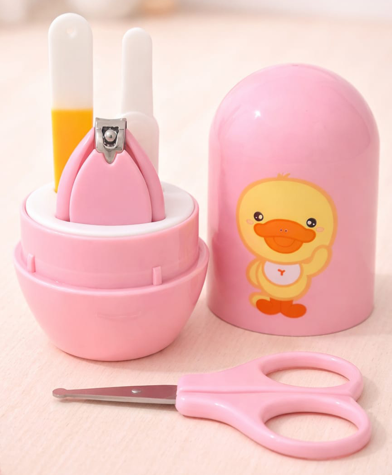 Kritiu Baby Nail Care Kit with Nail Clipper, Safety Scissors Tweezer & File Baby Manicure Set with Storage Case (Pink)-picture-22