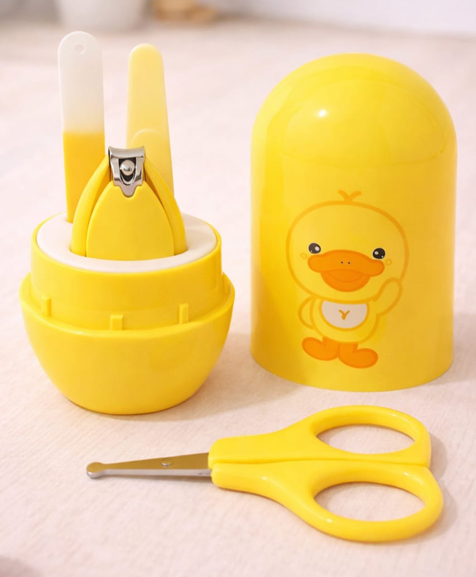 Kritiu Baby Nail Care Kit with Nail Clipper, Safety Scissors Tweezer & File Baby Manicure Set with Storage Case (Yellow)-picture-24