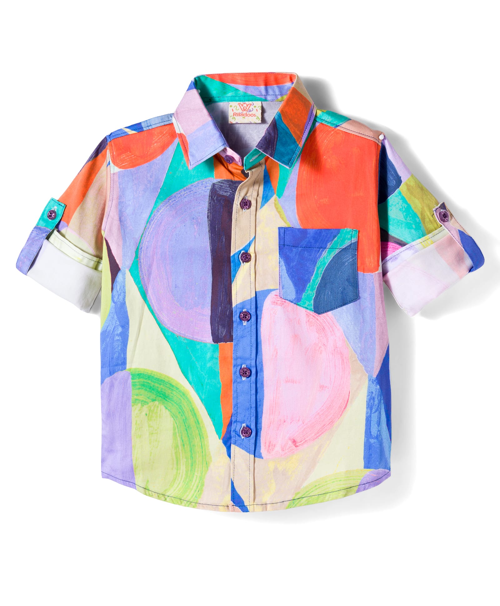 Rikidoos Cotton Woven Full Sleeves Abstract Printed Shirt - Multicolor-picture-38