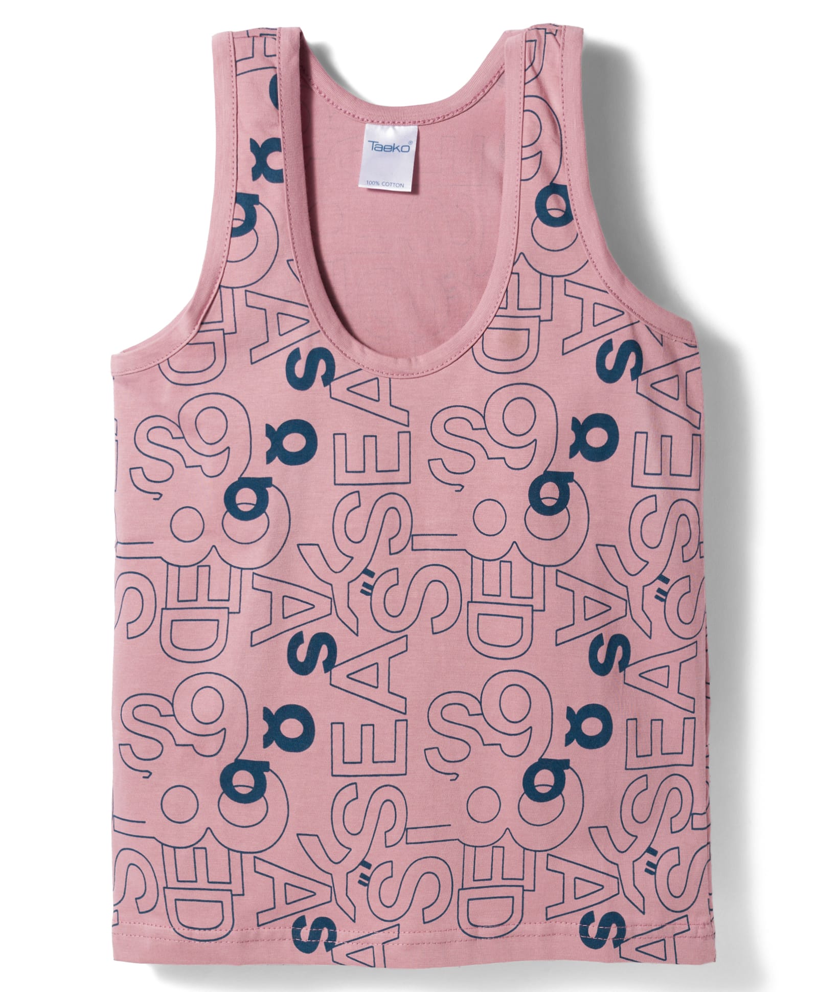 Taeko Single Jersey Knit Sleeveless Text Printed Vests - Pink-picture-11