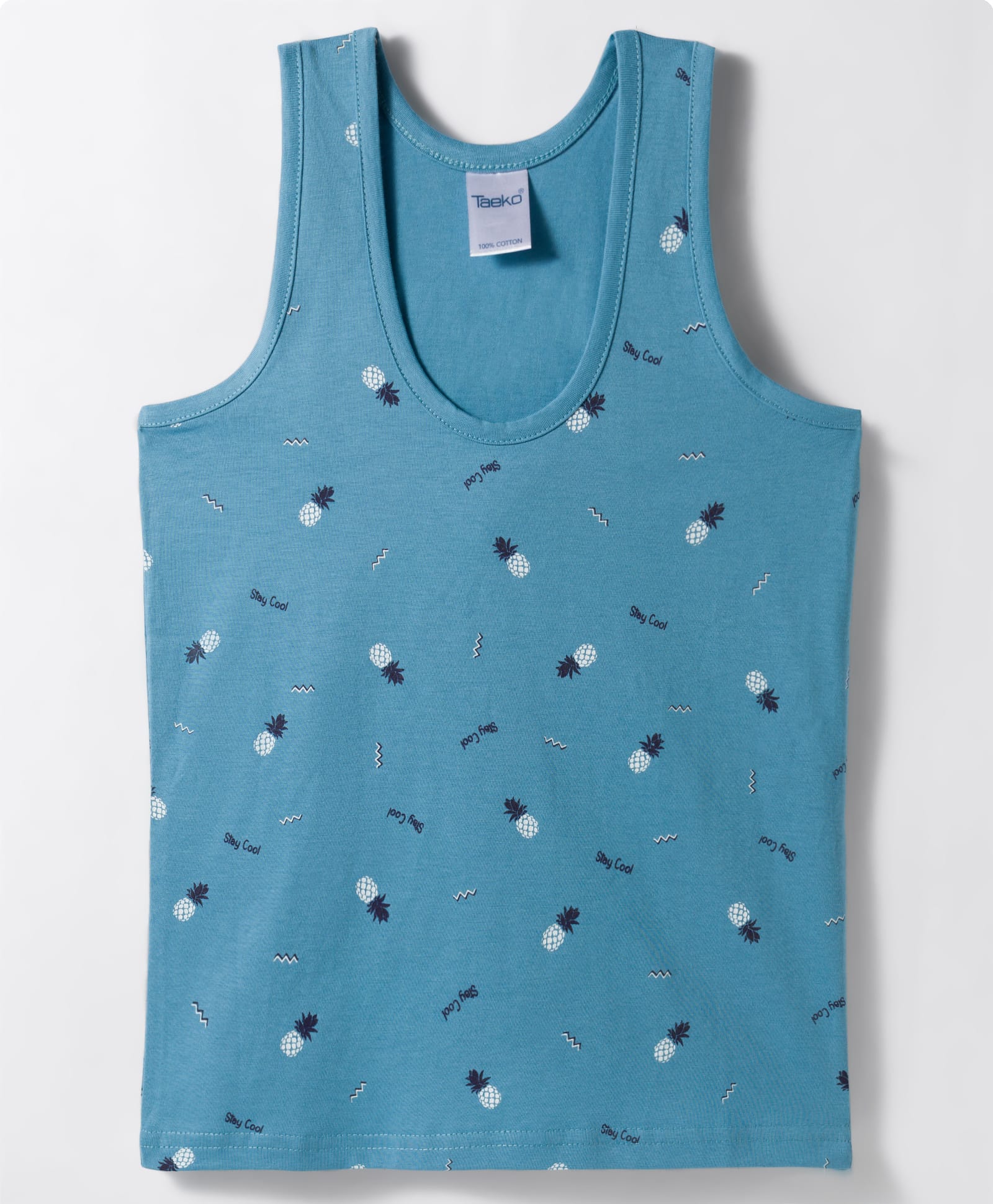 Taeko Single Jersey Knit Pineapple Printed Vest - Blue-image-3
