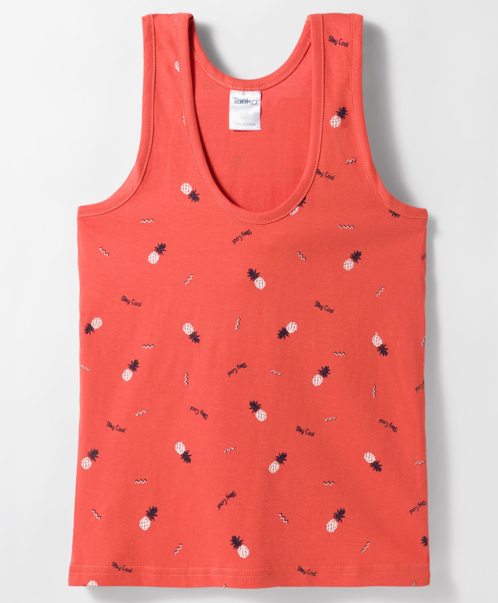 Taeko Single Jersey Knit Pineapple Printed Vest - Red-picture-35