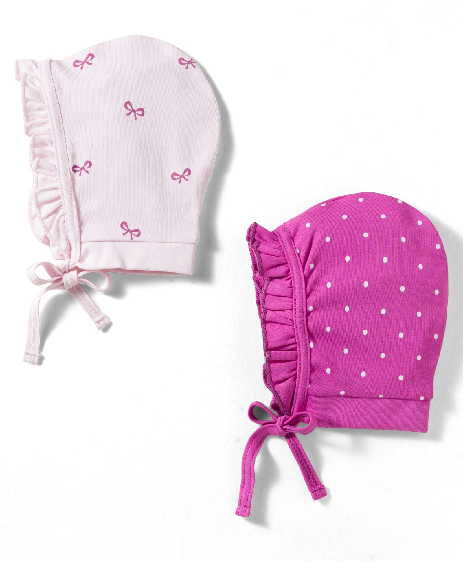 Babyhug 100% Cotton Interlock Knit Caps With Polka dot & Bow Prints Pack of 2 Multicolor- Diameter 7 cm-image-48