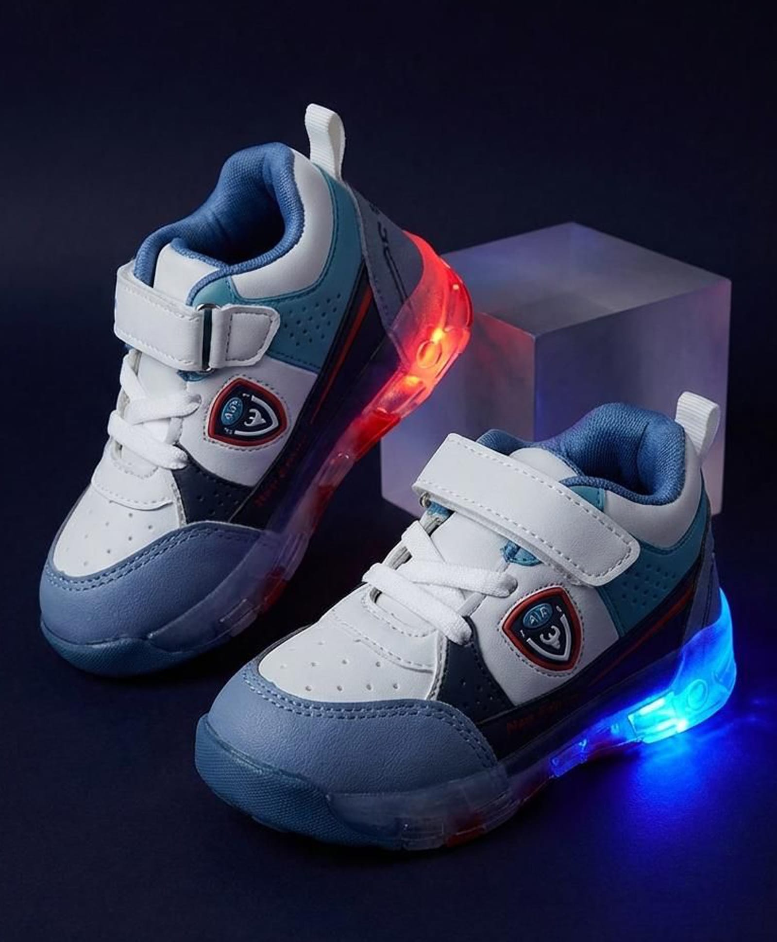FEETWELL SHOES Colour Blocked Velcro Closure LED Shoes - Blue-picture-31